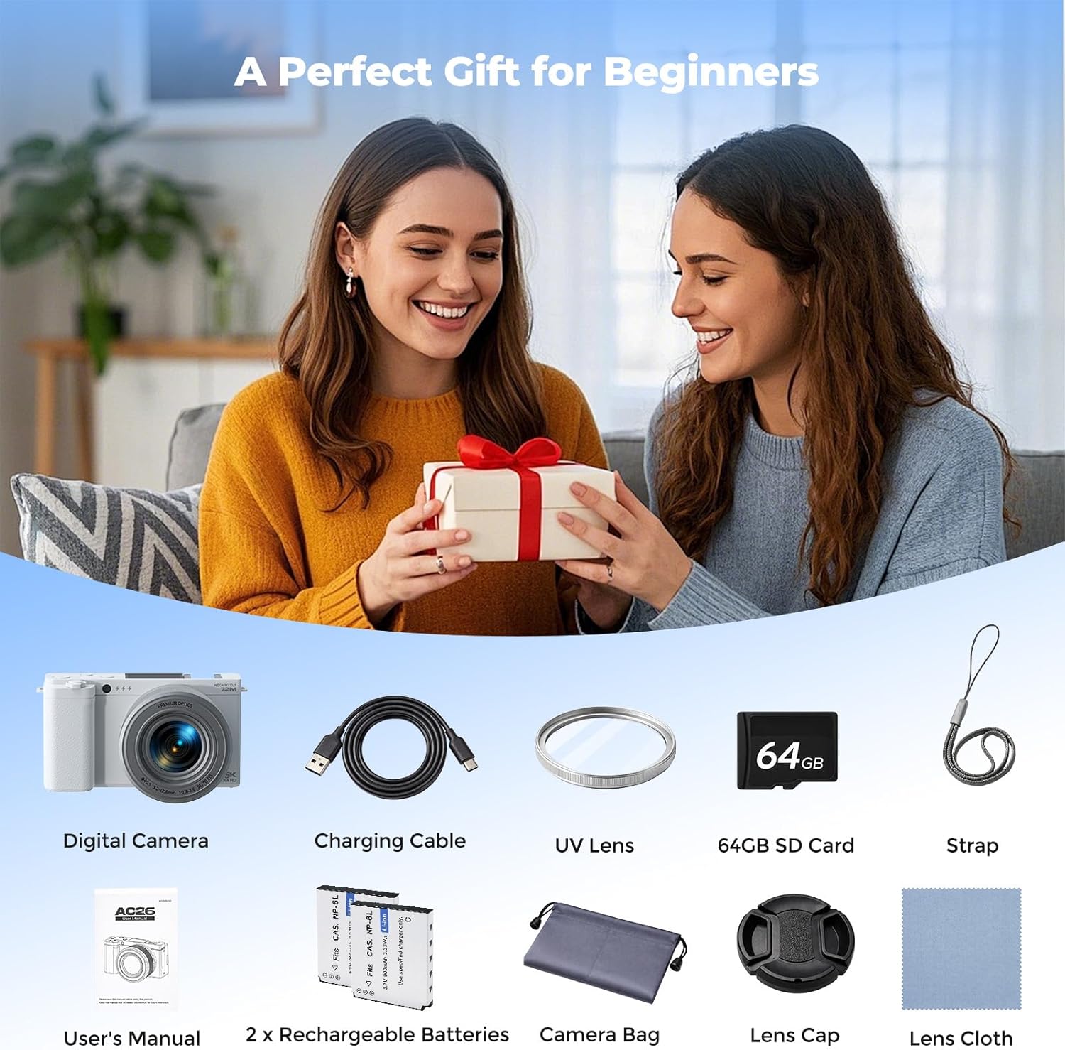 Thumbnail 6 de Fotocamera Digitale 5K 72MP Compatta con Zoom Ottico 6x e Schermo Orientabile 2,8" – Ideale per Vlog e Viaggi