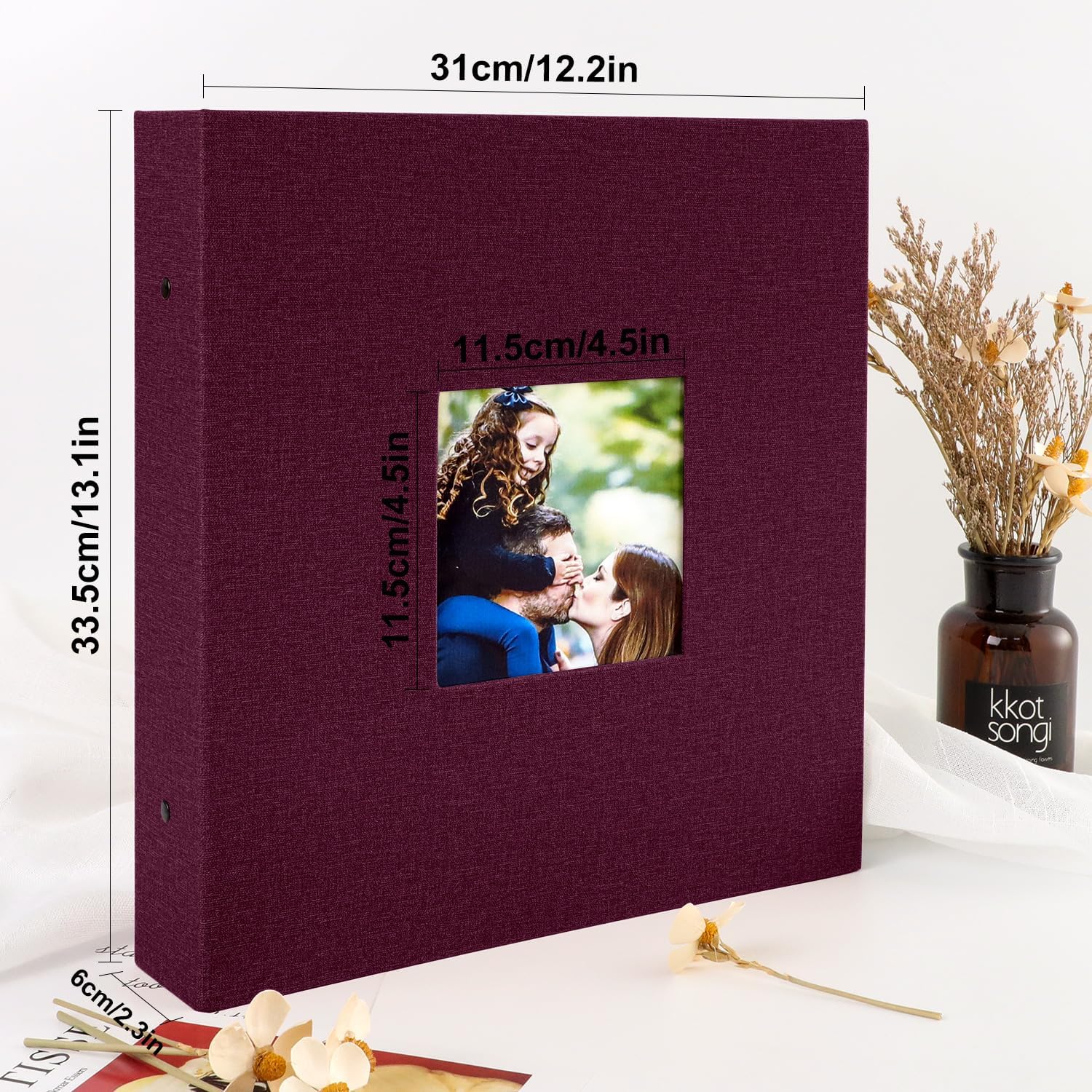 Thumbnail 1 de Benjia 6x4 photo album with 1000 pockets (slip-in), linen cover, burgundy (holds landscape & portrait 10x15cm)