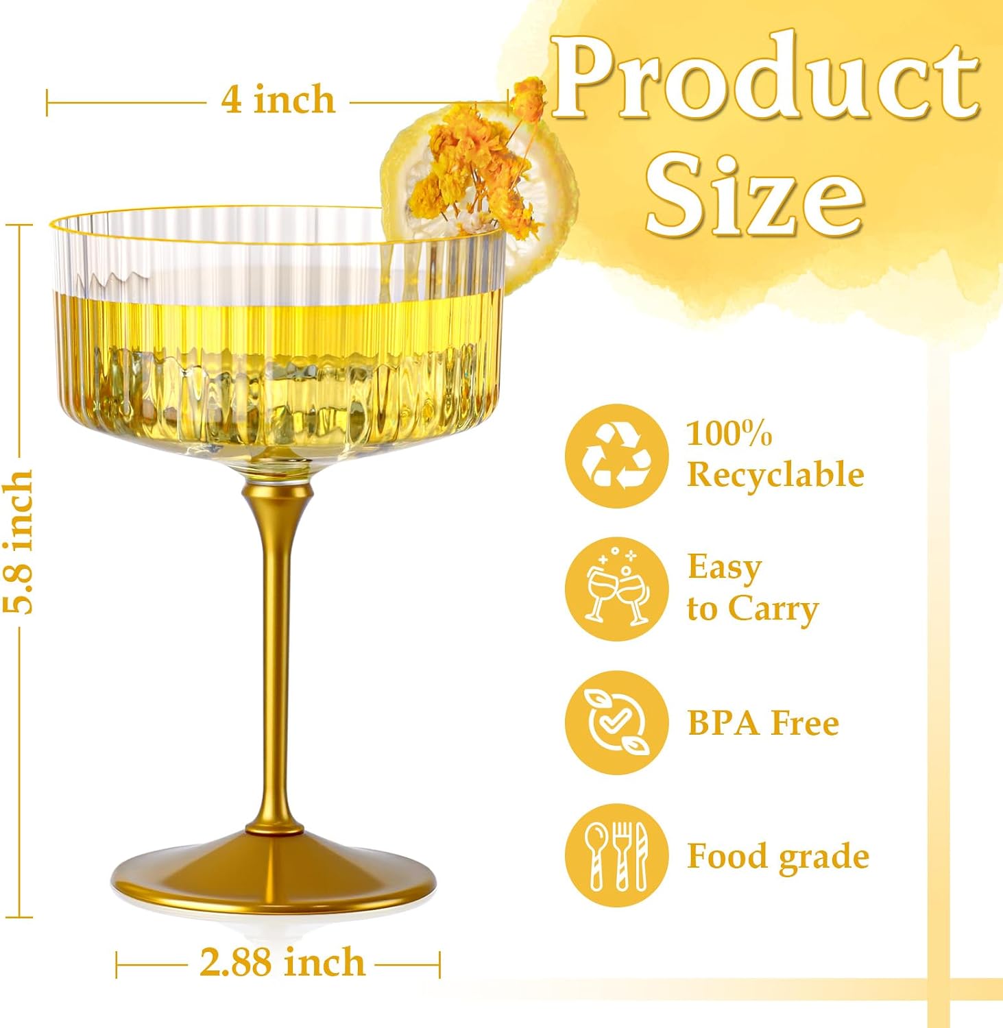 Detalle de HKSZEH Ribbed Coupe Glasses 10 oz