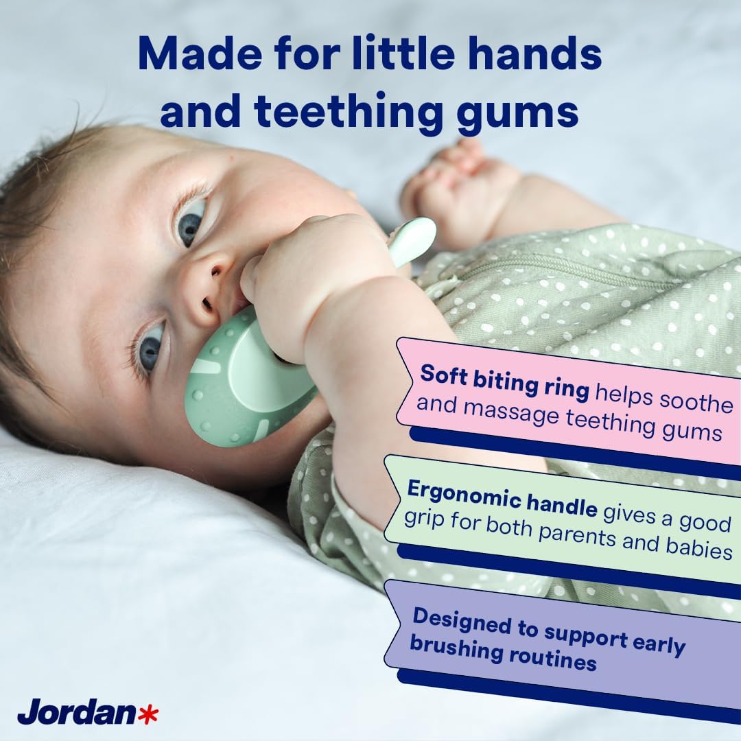 Detalle 2 de Jordan* Step 1 Green Clean Toddler Toothbrush Pack of 3 — 0-2 Years, Bio-based Bristles