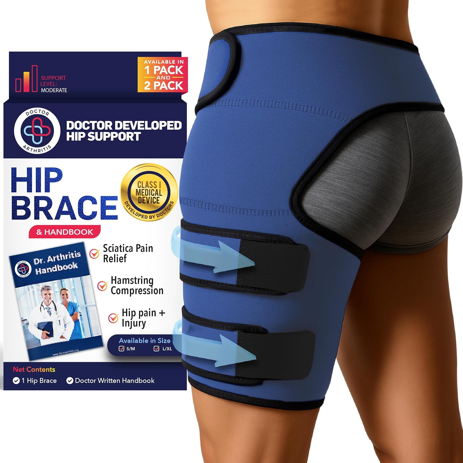Detalle de Hip brace stabilising support for left leg