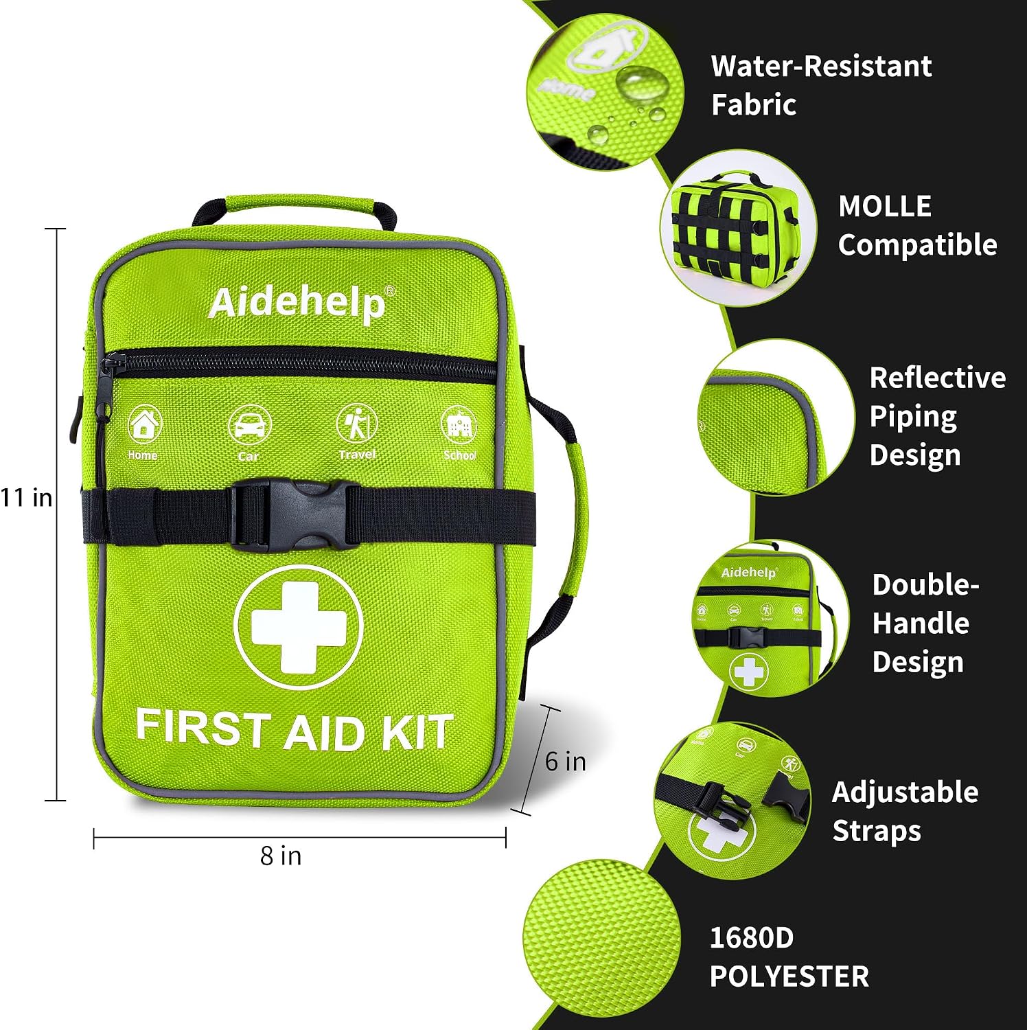 Detalle 2 de 520 Pieces Premium First Aid Kit — Large Emergency Medical Kit for Home, Car, Travel, and Outdoors (Green)