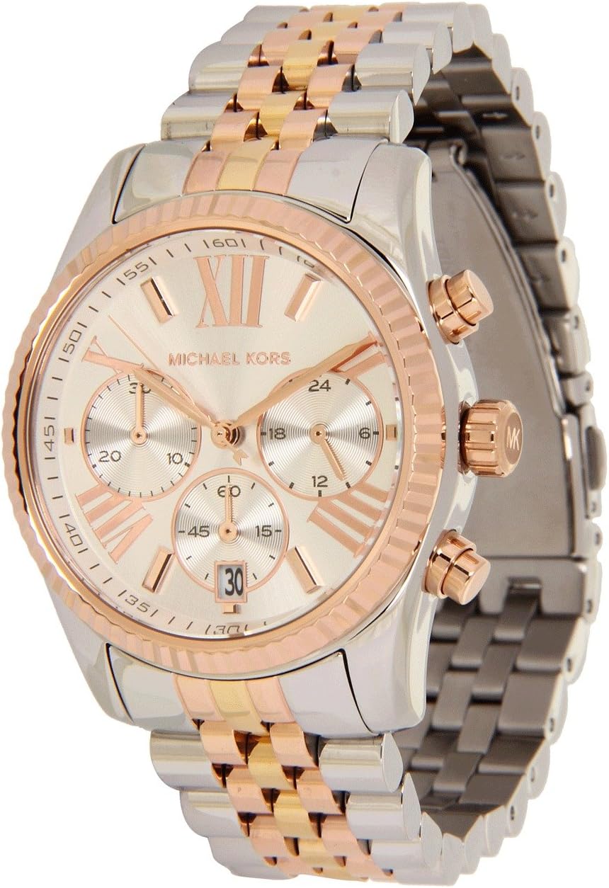 Detalle de Michael Kors Montre Lexington pour Femme — Mouvement chronographe quartz, bracelet en acier inoxydable
