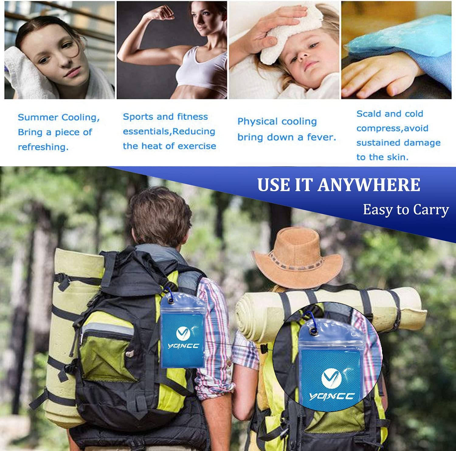 Thumbnail 5 de YQXCC 2 Pack Cooling Towels (120x30 cm) – Cold, Microfibre Breathable for Sports and Outdoors