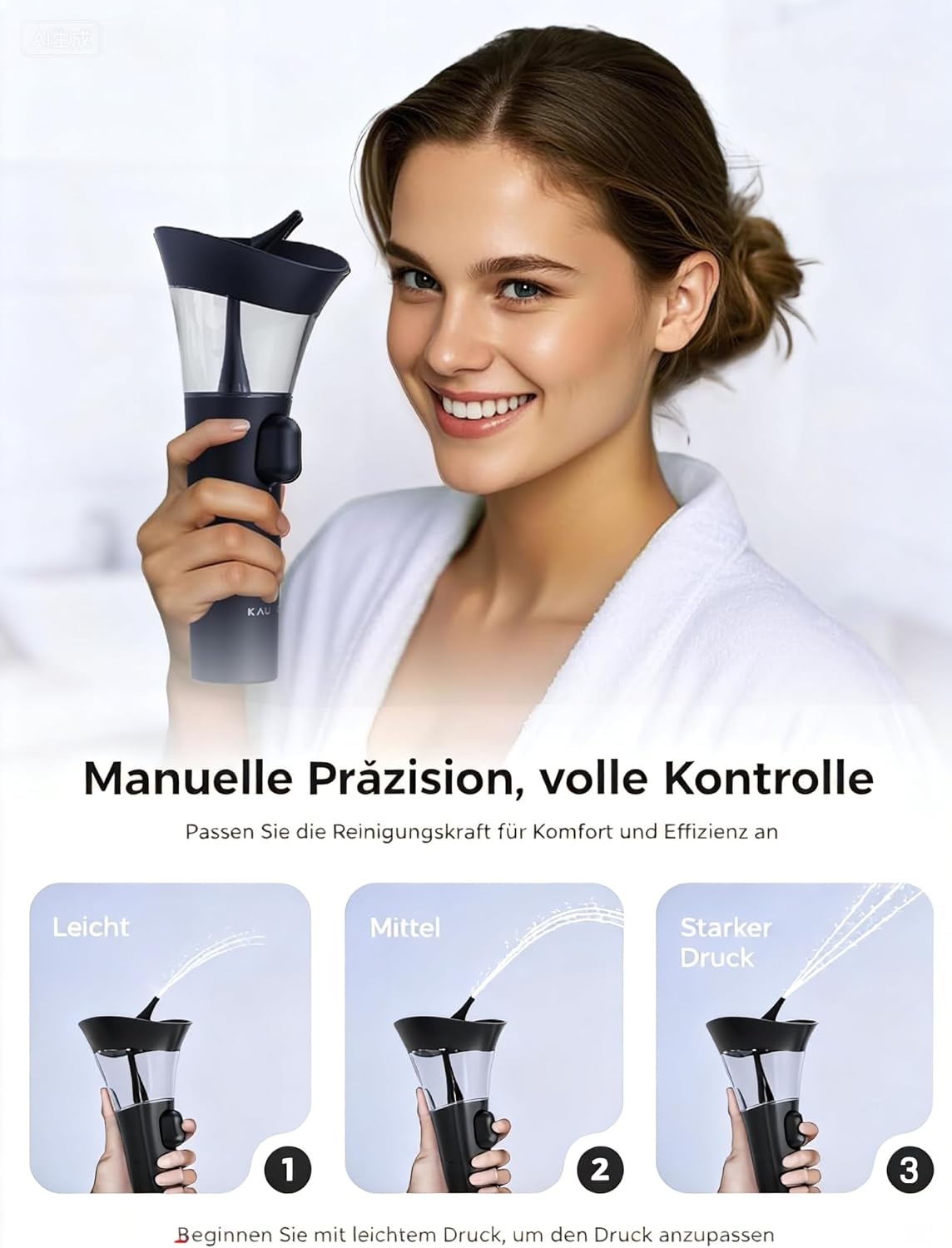 Detalle 1 de KAUGIC Manuelles Ohrspülgerät – sanfte, einstellbare Reinigung mit 2-in-1-Tanksystem