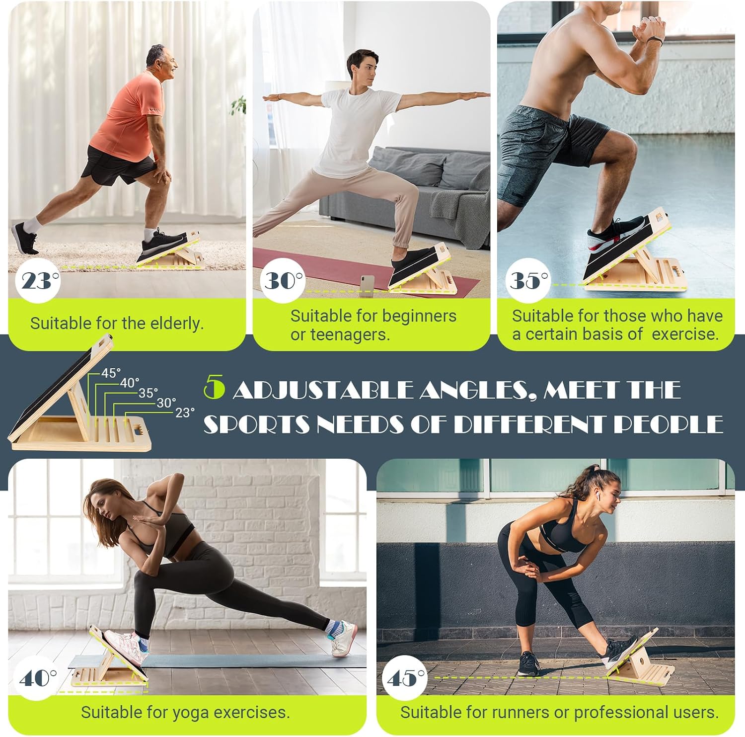 Thumbnail 4 de Slant Board Adjustable Wooden Calf Stretcher 300lb