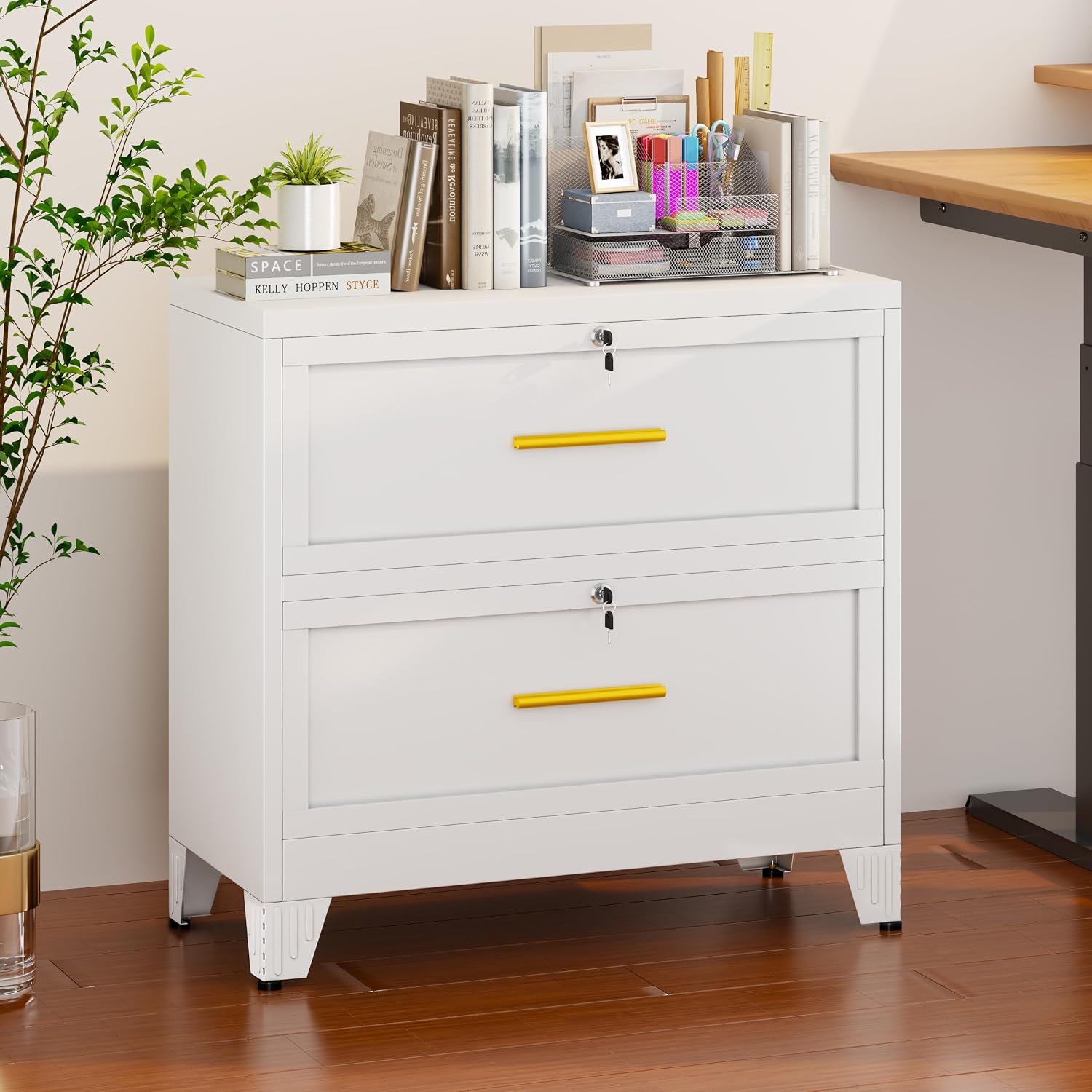 Detalle de Lateral File Cabinet with Lock, 2-Drawer