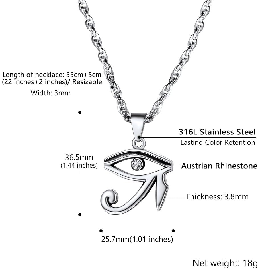 Thumbnail 5 de PROSTEEL collana da uomo con ciondolo Croce Ankh Occhio di Horus in acciaio 316L, colore argento/oro nero