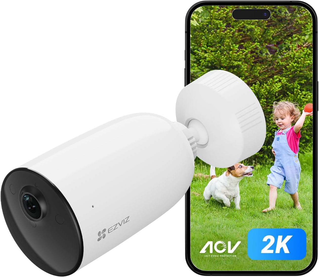 Detalle de EZVIZ CB3 2K: Caméra de surveillance extérieure sans fil avec batteries rechargeables et détection IA