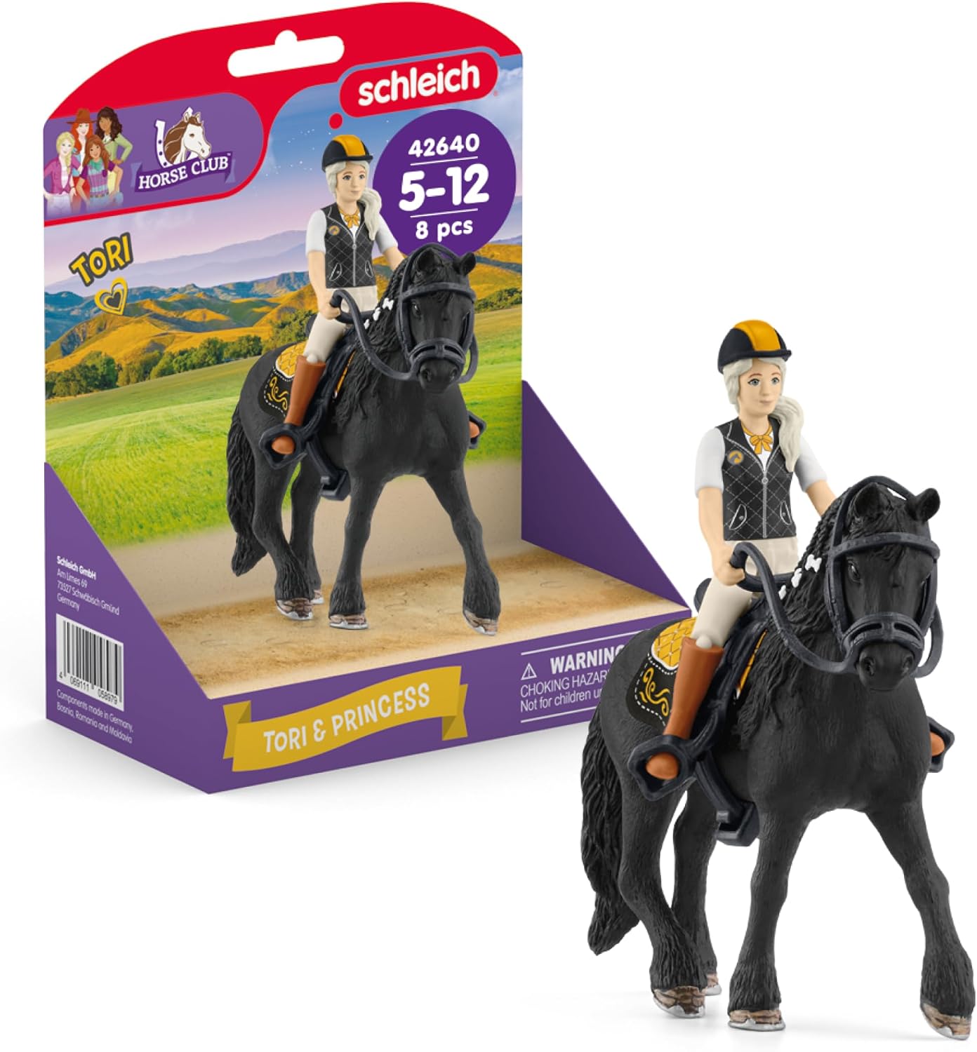 Detalle de Schleich 42640 HORSE CLUB Tori i Princess – zestaw jeździecki z ruchomą figurką