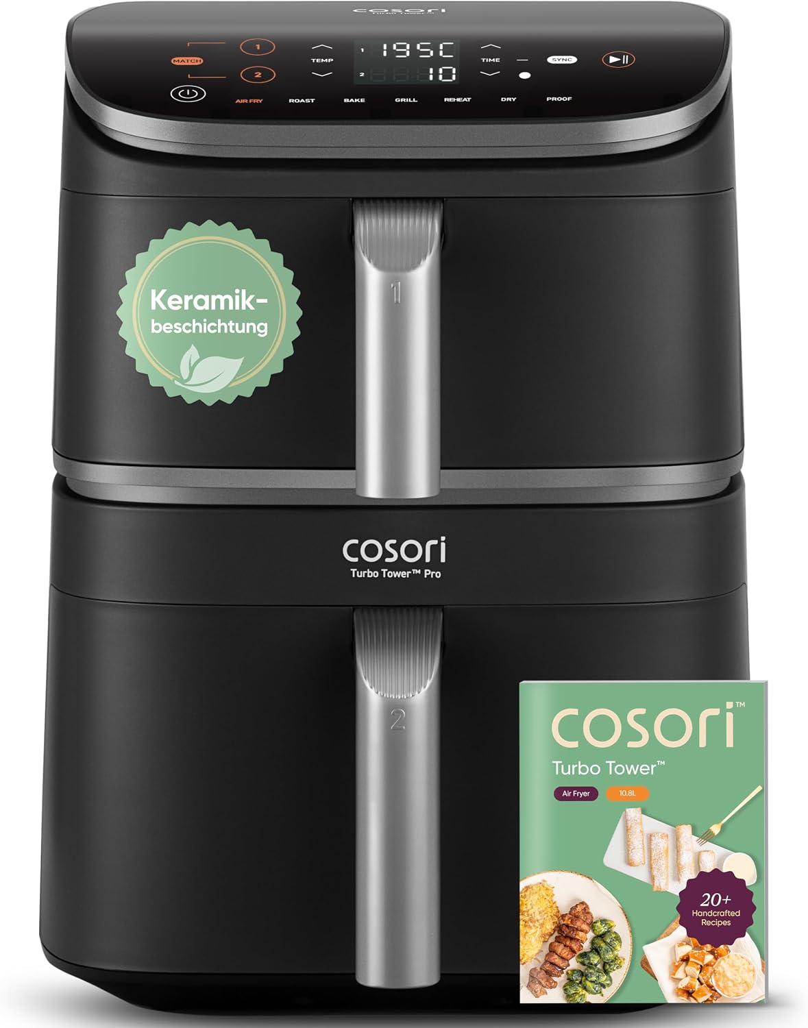 Detalle de COSORI Turbo Tower Pro Airfryer Keramik 2-Kammern