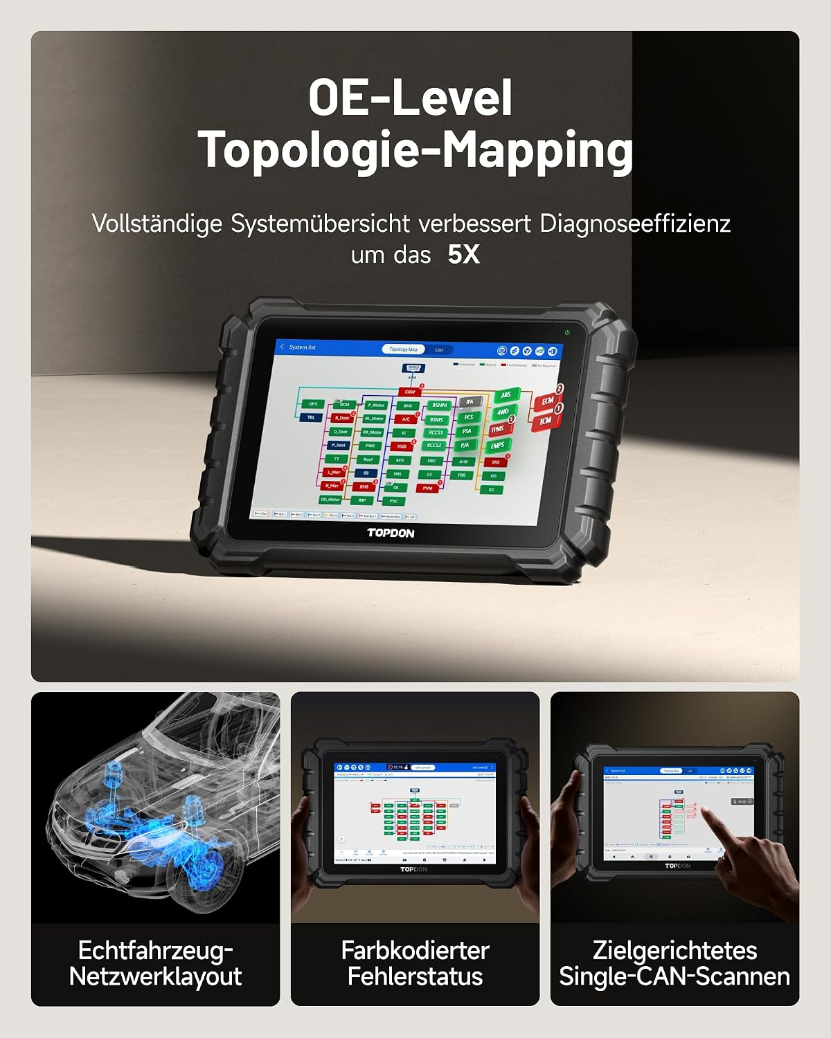 Thumbnail 3 de TOPDON ONE 10,1" bidirektionales OBD2 Diagnosegerät mit J2534 Pass-Thru, ECU-Codierung & CAN-FD