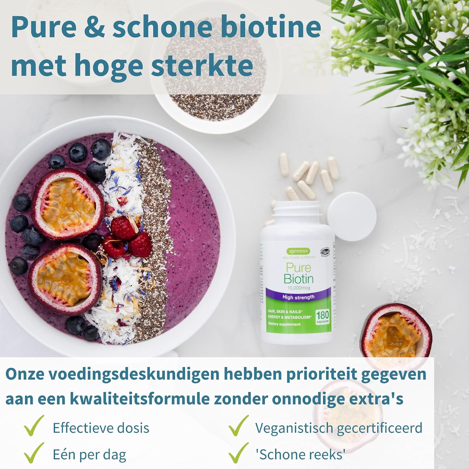 Thumbnail 1 de Igennus Clean Biotin IGN268 biotinecapsules 10.000 mcg, vegan, 180 stuks