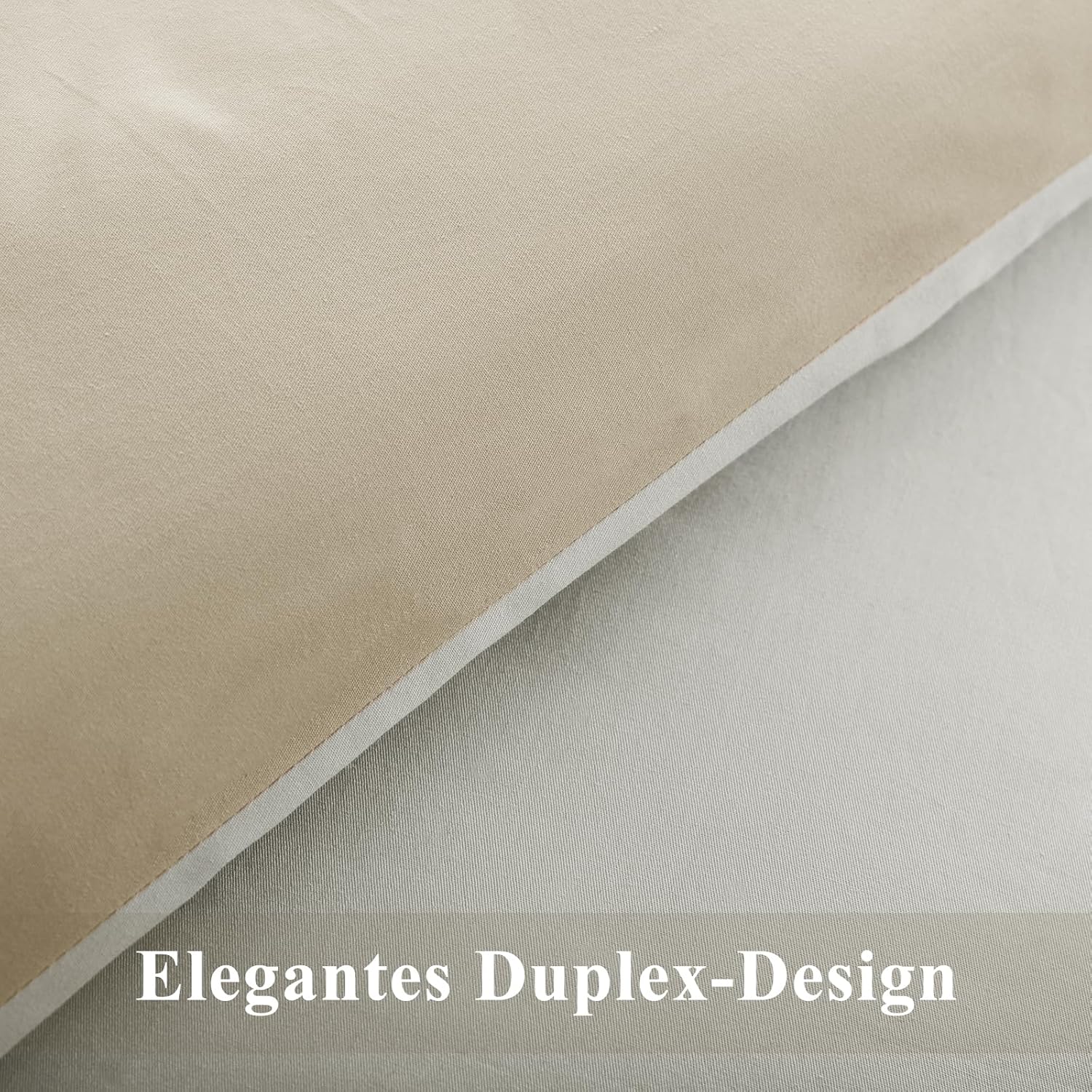Thumbnail 6 de Aisbo Bettwäsche 140x200 Baumwolle – Khaki Beige Wendebettwäsche Set mit Reißverschluss, ÖKO-TEX, 80x80 Kissenbezug