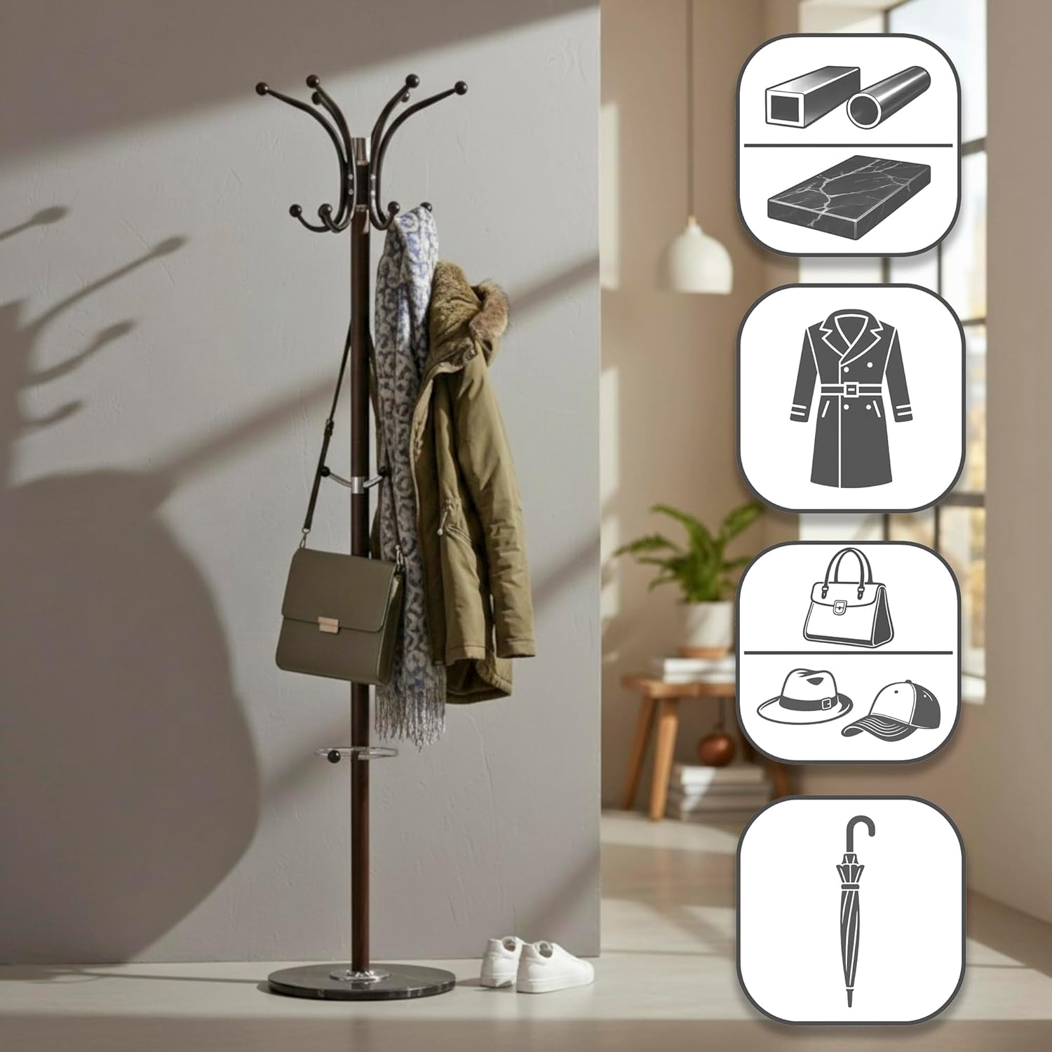 Thumbnail 1 de HAKU Appendiabiti marrone, cromato, Marmo – Stile Moderno, 171 cm di altezza