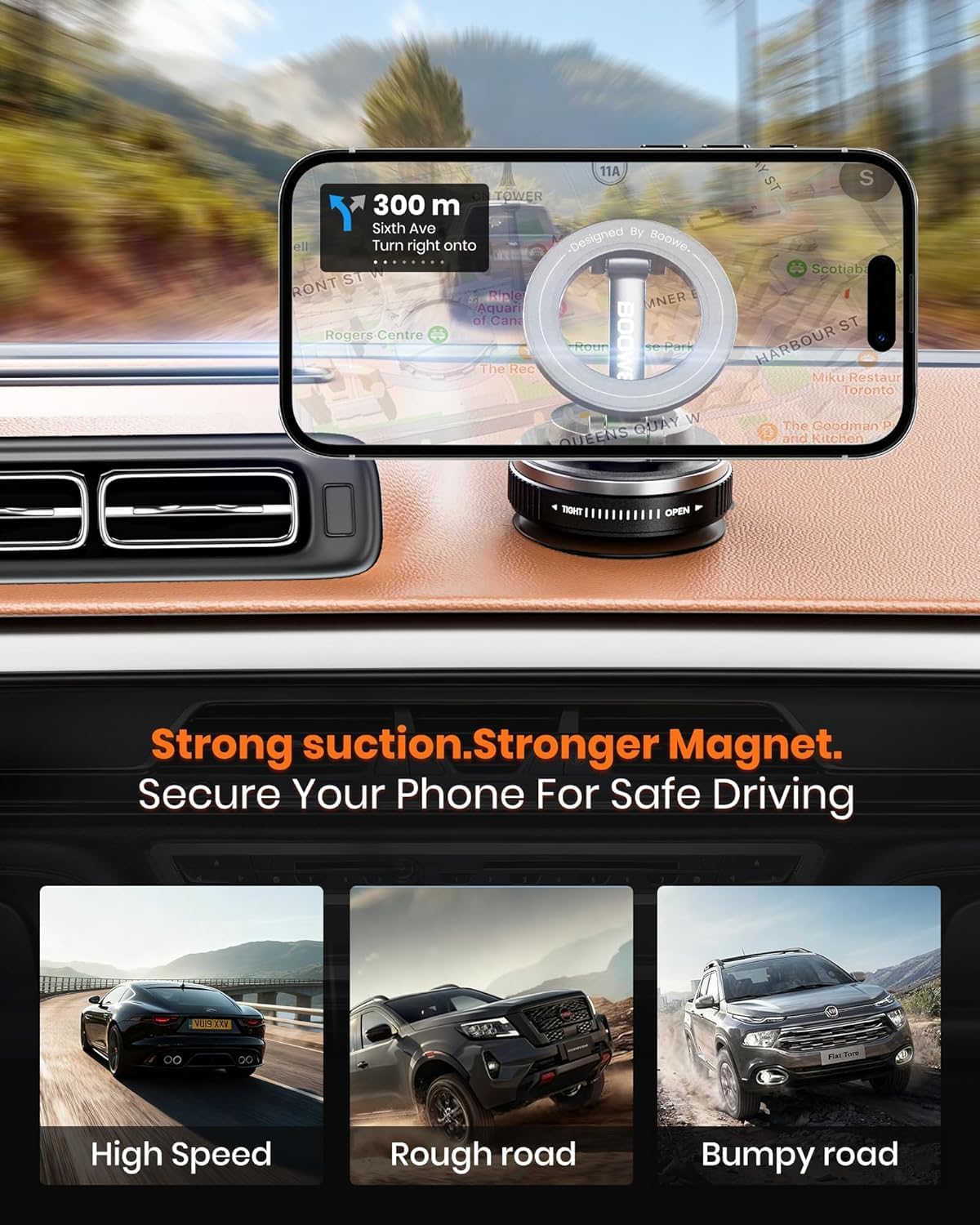 Detalle de Boowe 2026 Upgraded Vacuum Magnetic Phone Holder for Car (360° adjustable, strong suction lock)