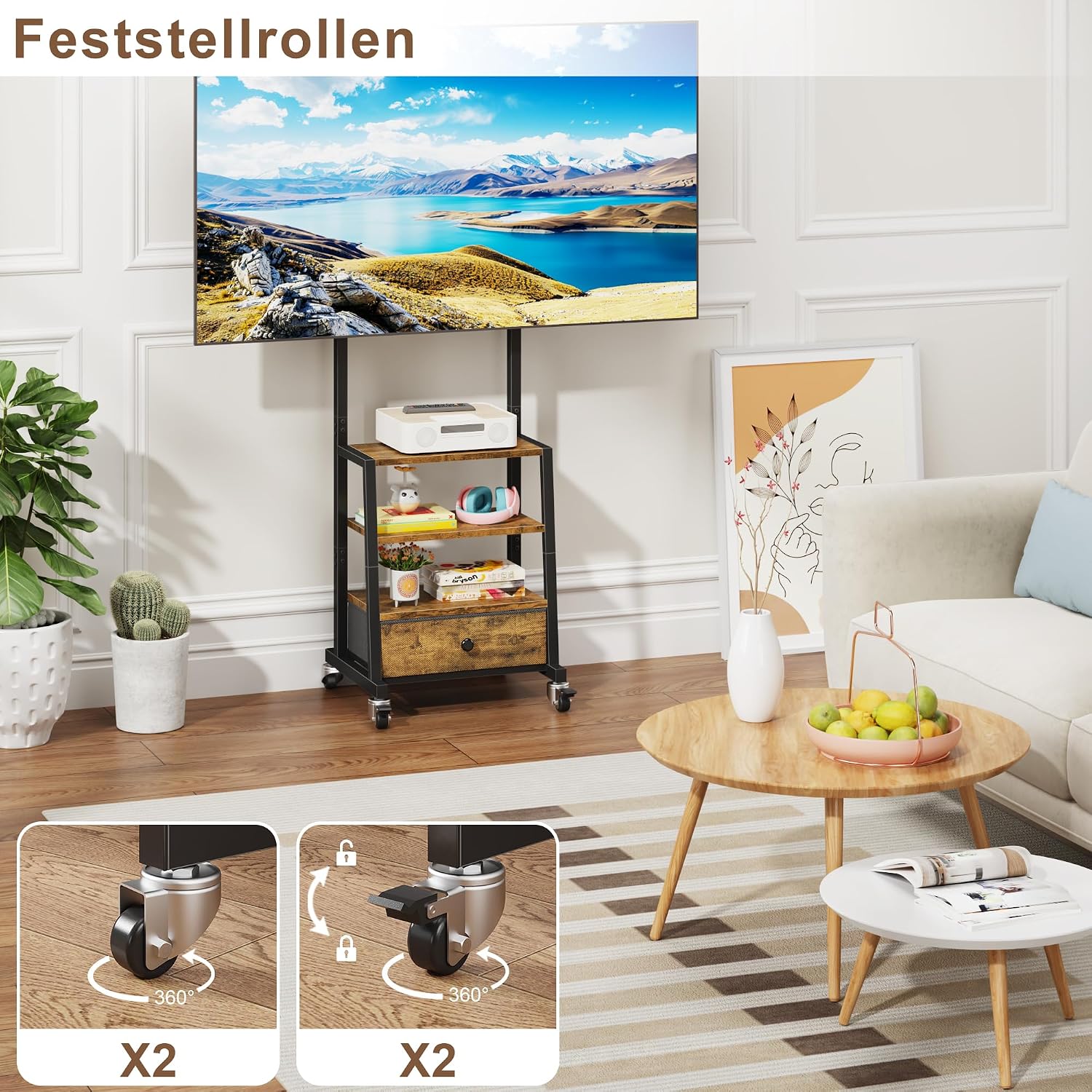 Detalle de OYRREU TV Ständer Rollbar für 32–55 Zoll