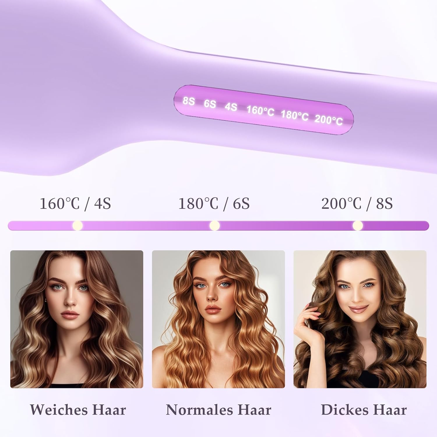 Thumbnail 2 de AISEELY 32mm Welleneisen für Haare – Beach Waves Lockenstab in Lila mit Timer, Abschaltautomatik und Hitzeschutz