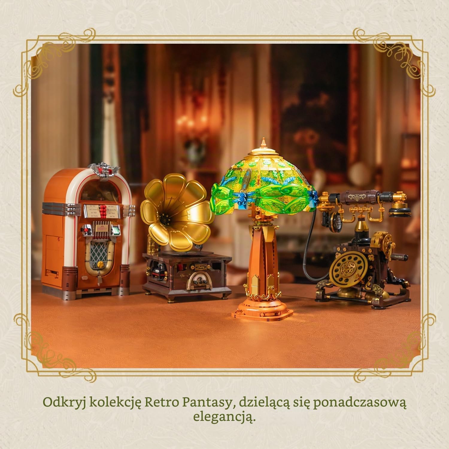 Detalle de PAN TASY 85042 – lampa stołowa z klocków LED, witrażowy klosz