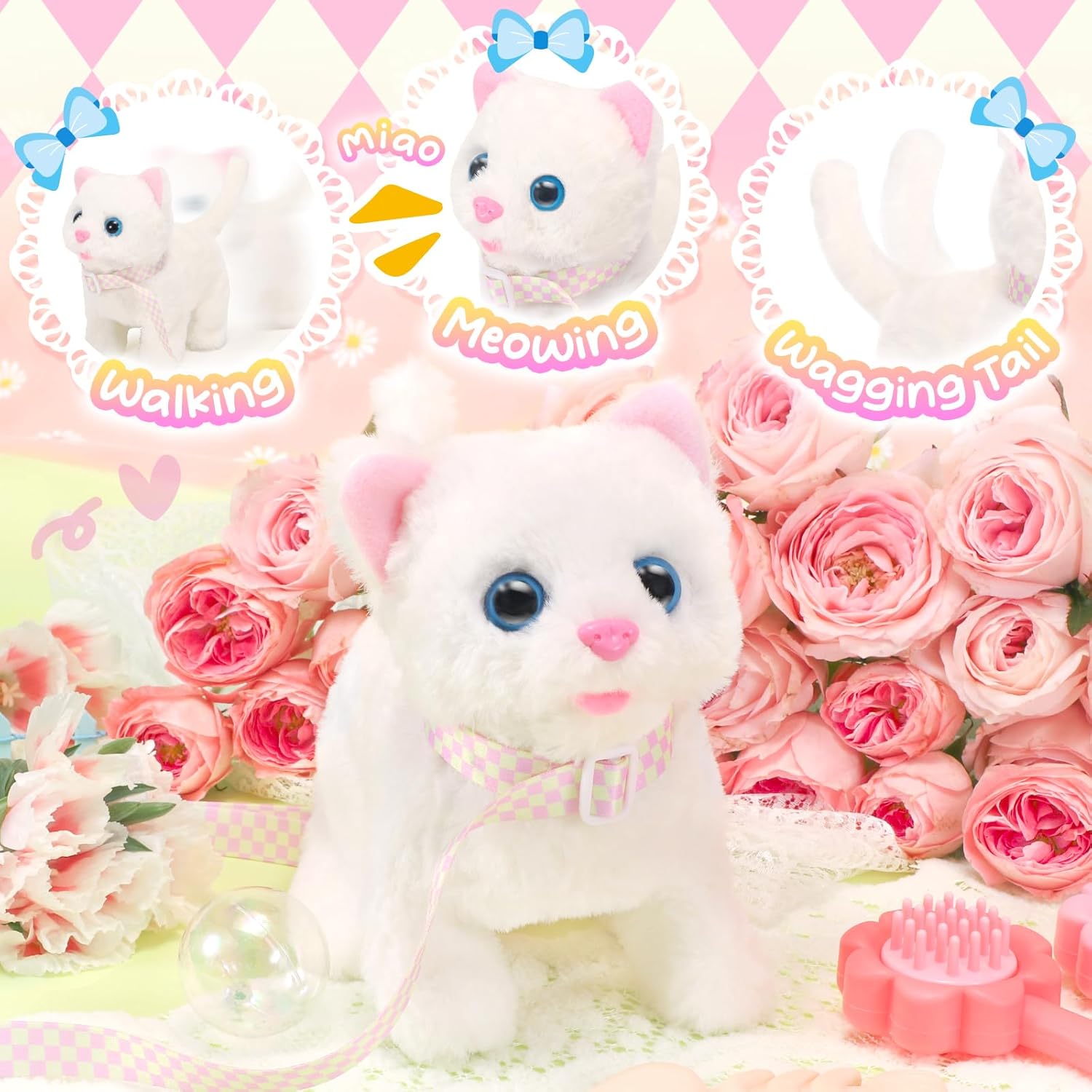 Thumbnail 3 de Tagitary Plush Walking Meowing Toy Cat