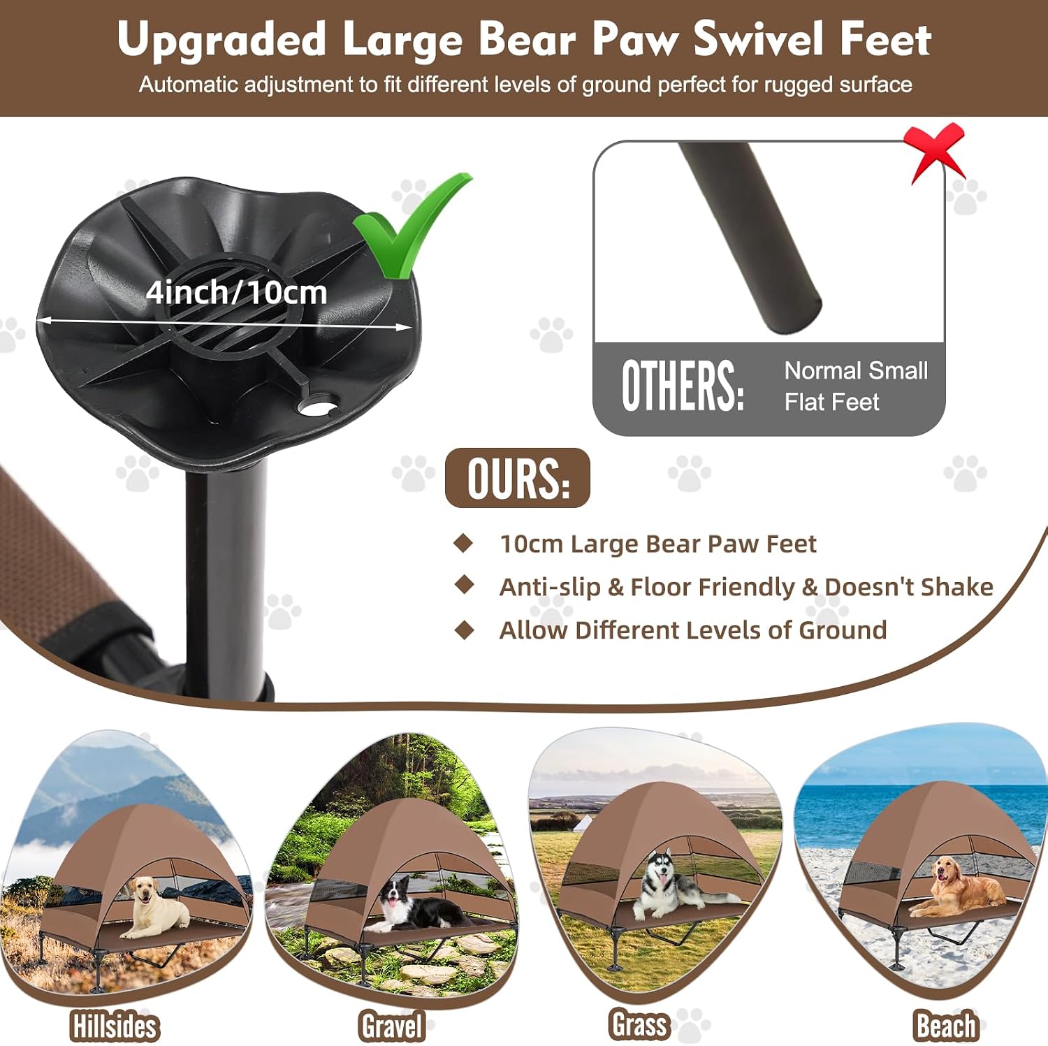 Thumbnail 1 de Snagle Paw Elevated Dog Bed With Canopy: Portable, Raised Outdoor Cot for Large Dogs