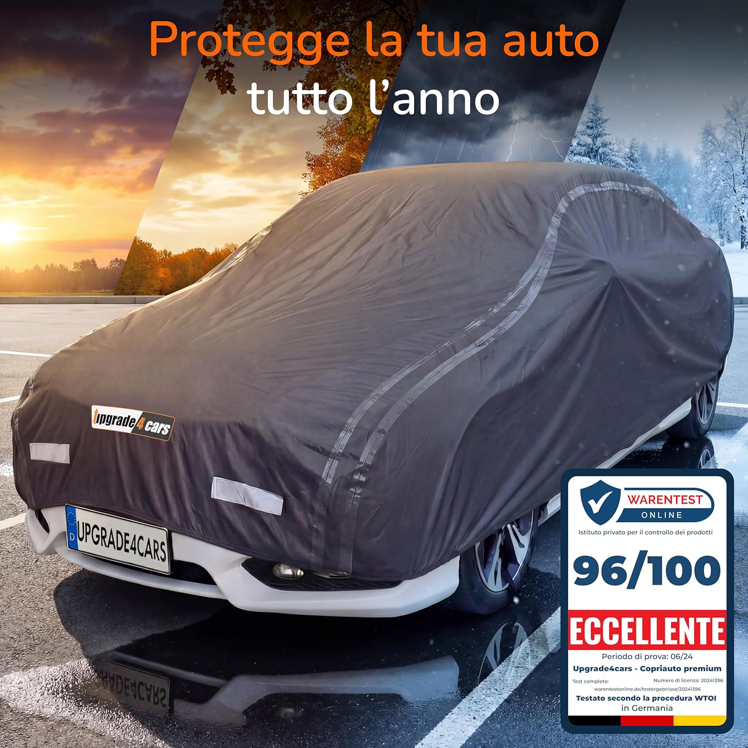 Detalle de Upgrade4cars Telo Copriauto Esterno Premium Versione 2026 Impermeabile – Copertura Completa per Tutte le Stagioni (S 410x177x120 cm)