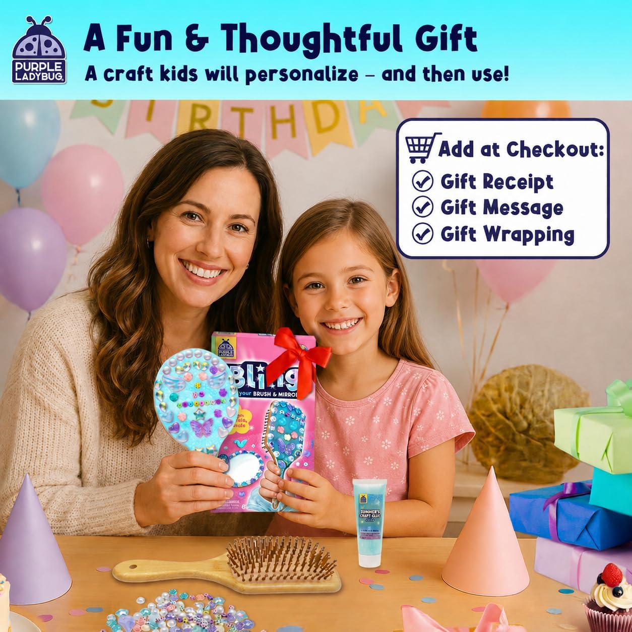 Detalle 2 de Decorate Your Own Mirror & Brush Craft Kit for Kids
