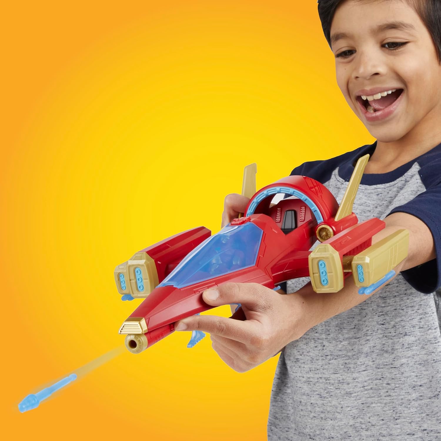 Detalle 2 de Hasbro Marvel Avengers Epic Hero Series – Jet de Combat à Répulseur Iron Man (figurine 10 cm, dès 4 ans)
