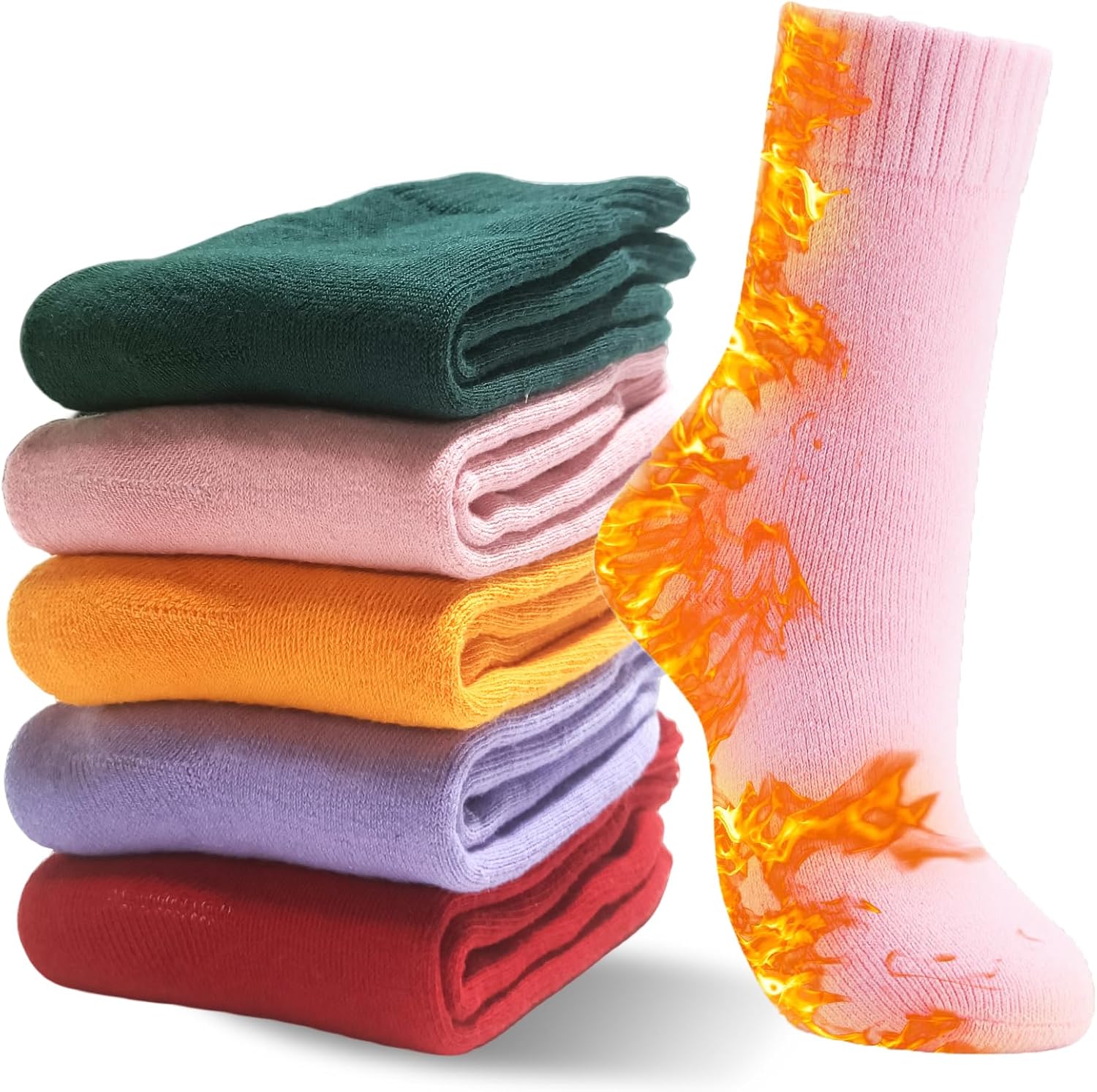 Detalle de VoJoPi VJP-WS-01 Women’s Wool-Blend Thermal Boot Socks, 5 Pairs