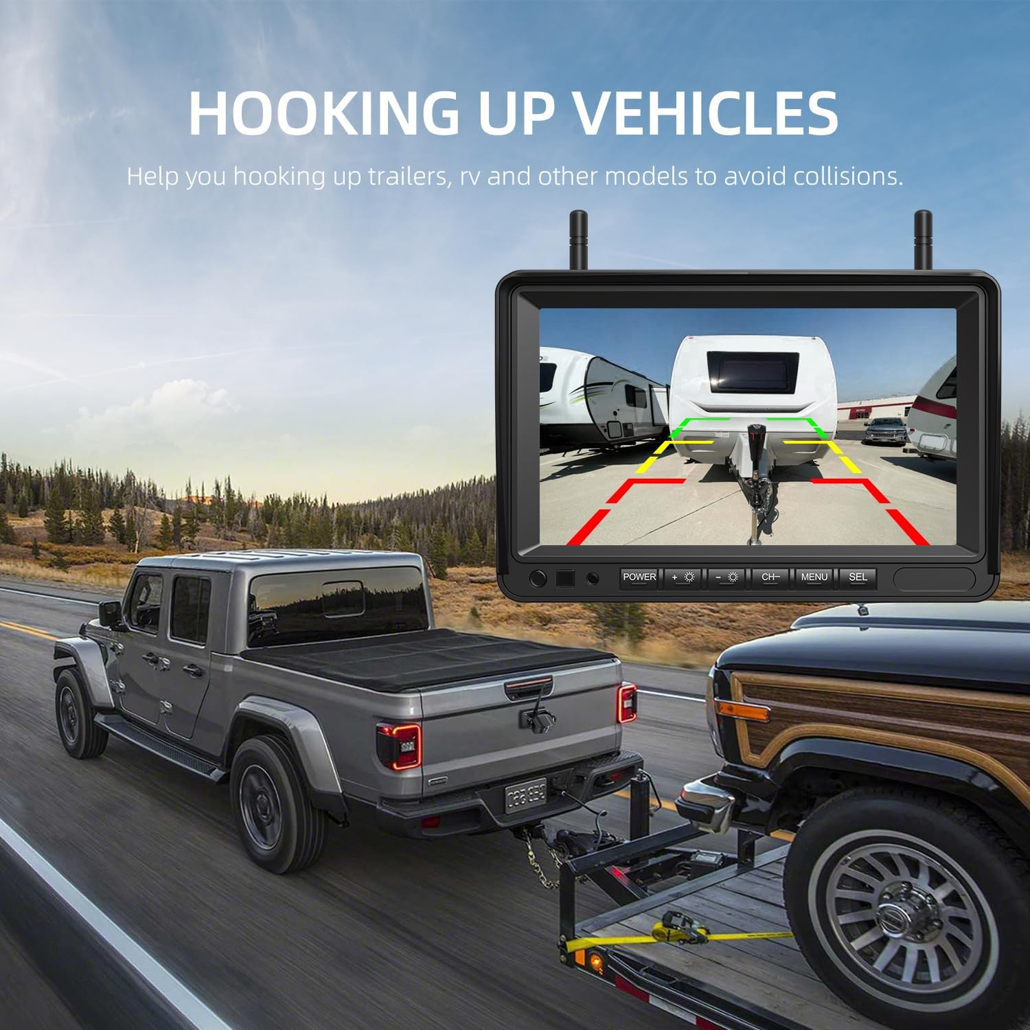 Thumbnail 2 de eRapta 2 Magnetic Wireless Reversing Camera Kit with 7” IPS Monitor (1080P, rechargeable 9600mAh)