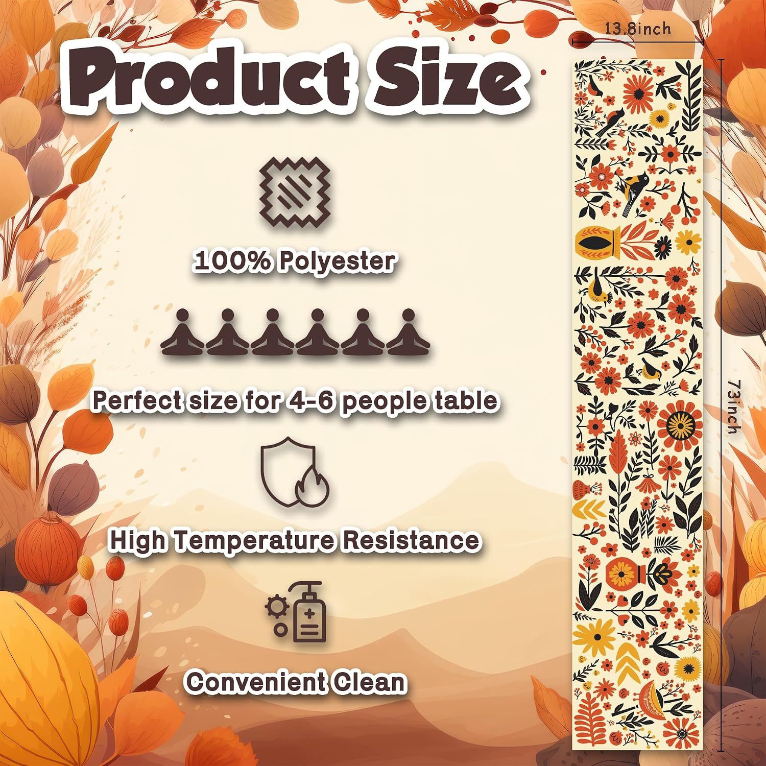 Thumbnail 2 de Floral Table Runner, 100% Polyester