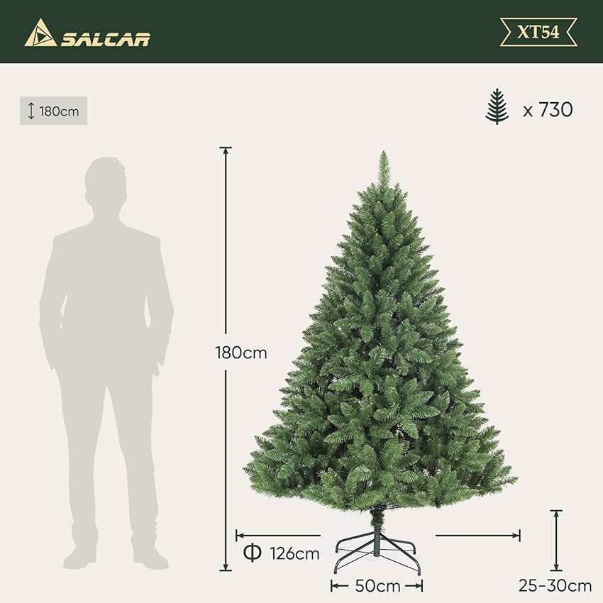Detalle 2 de SALCAR Árbol Navidad artificial 180 cm, 730 puntas 🎄