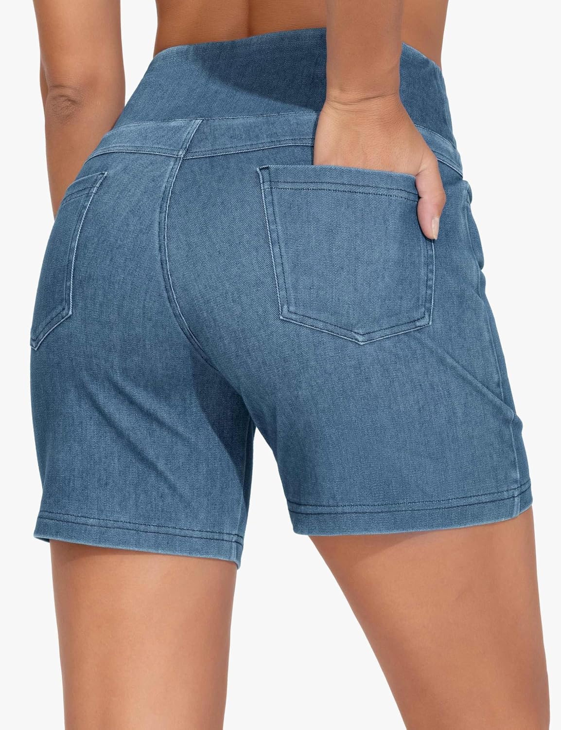 Thumbnail 1 de THE GYM PEOPLE High Waist Stretch Denim Shorts for Women, 4 Pockets