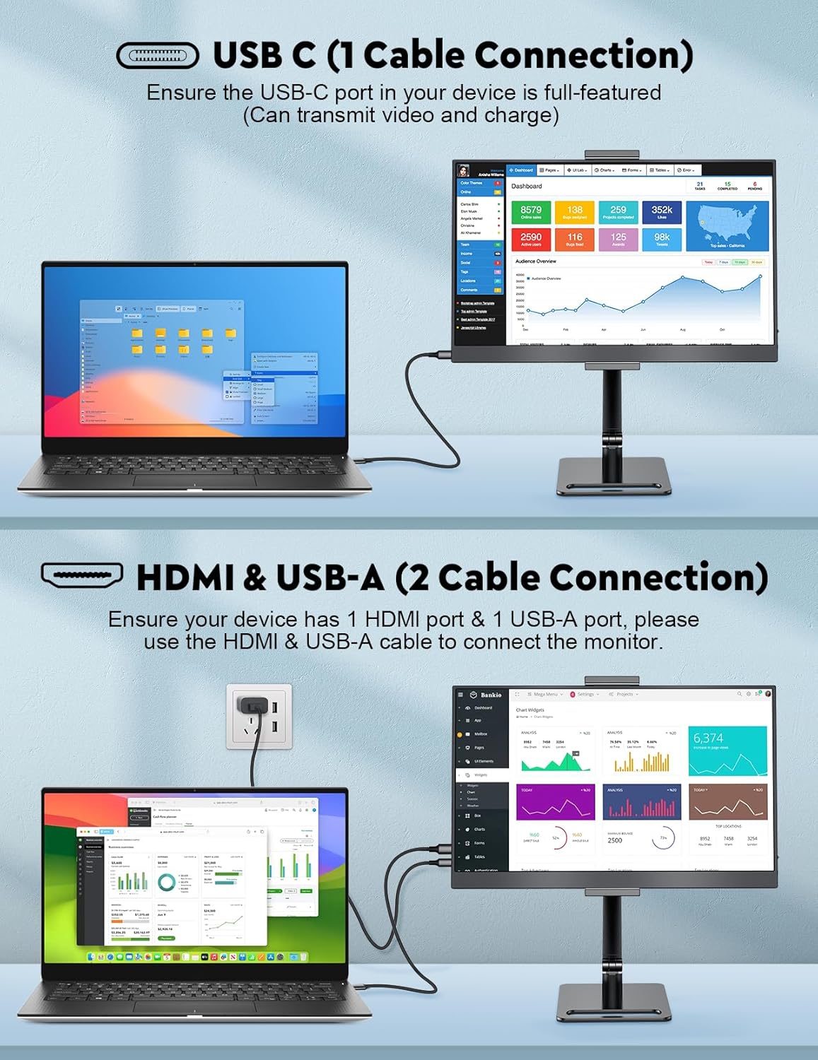 Detalle de MAGICRAVEN 15.6" Portable Monitor — 1080p FHD IPS Second Screen with Built-in Speakers