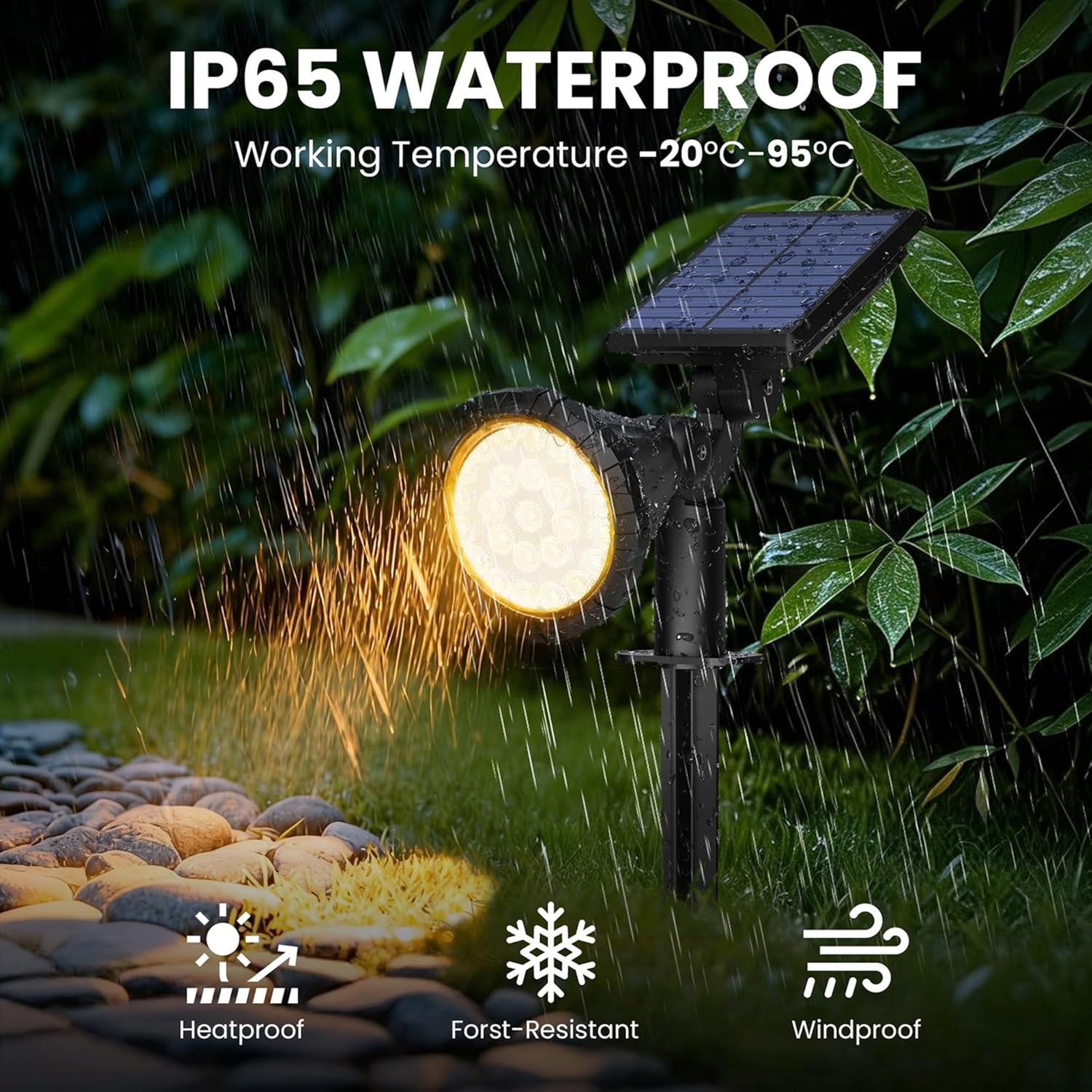 Detalle 1 de Solpex Solar Spot Lights Outdoor Garden (6 Pack) – 3 Modes, IP65, 25 LEDs