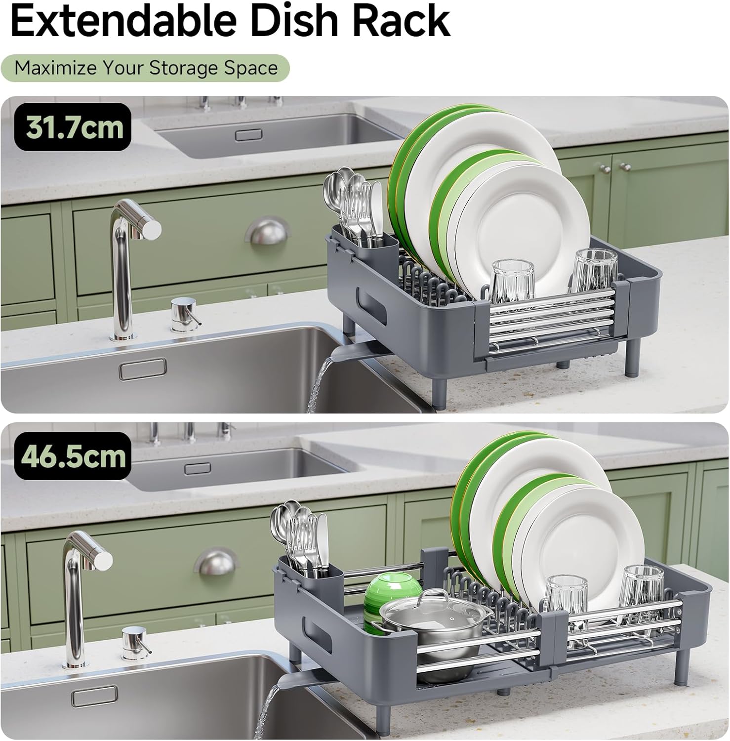 Detalle de KINGRACK Dish Drainer Rack extendable for countertop 🍽