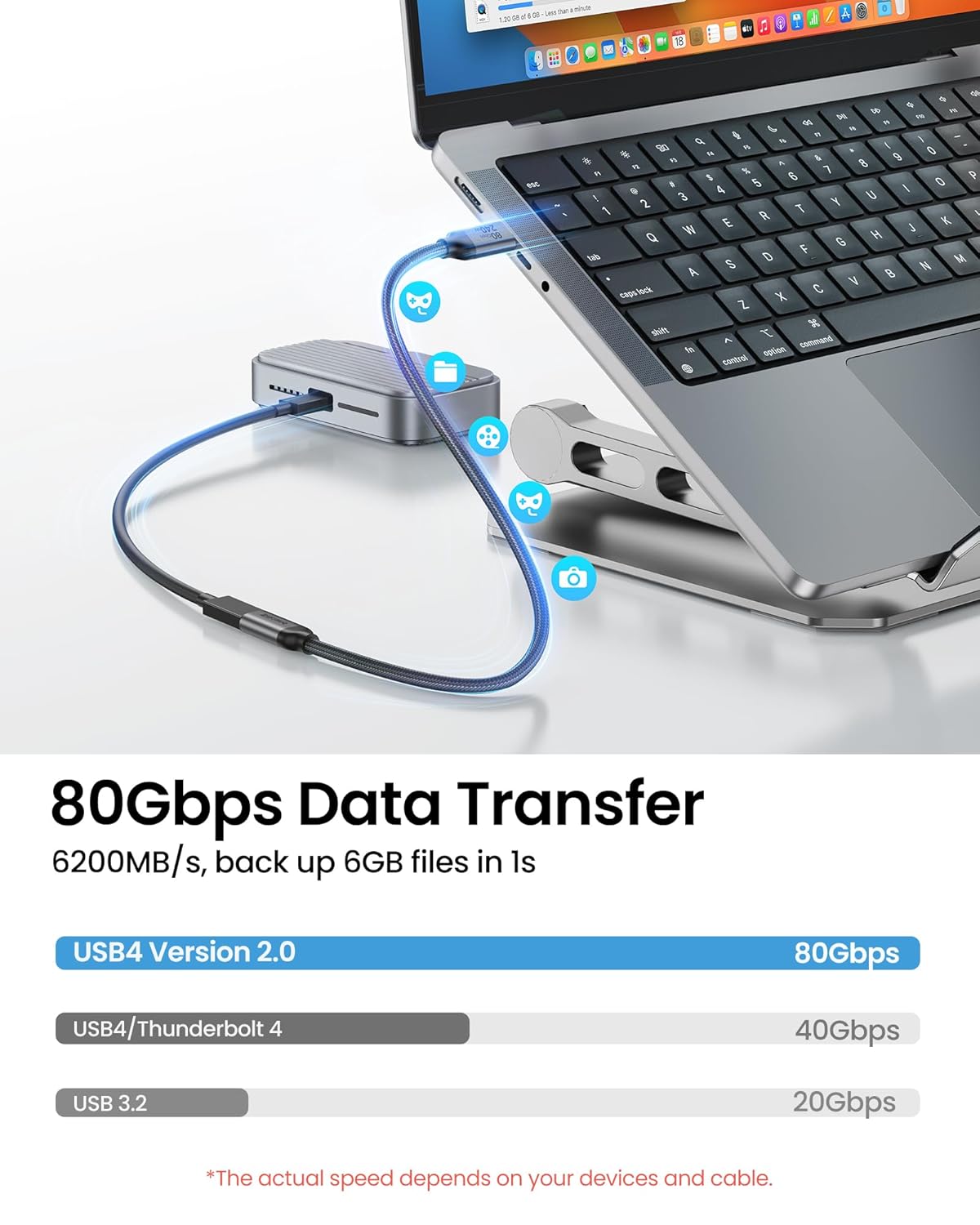 Thumbnail 2 de Silkland 80Gbps USB4 Extension Cable 3.3ft