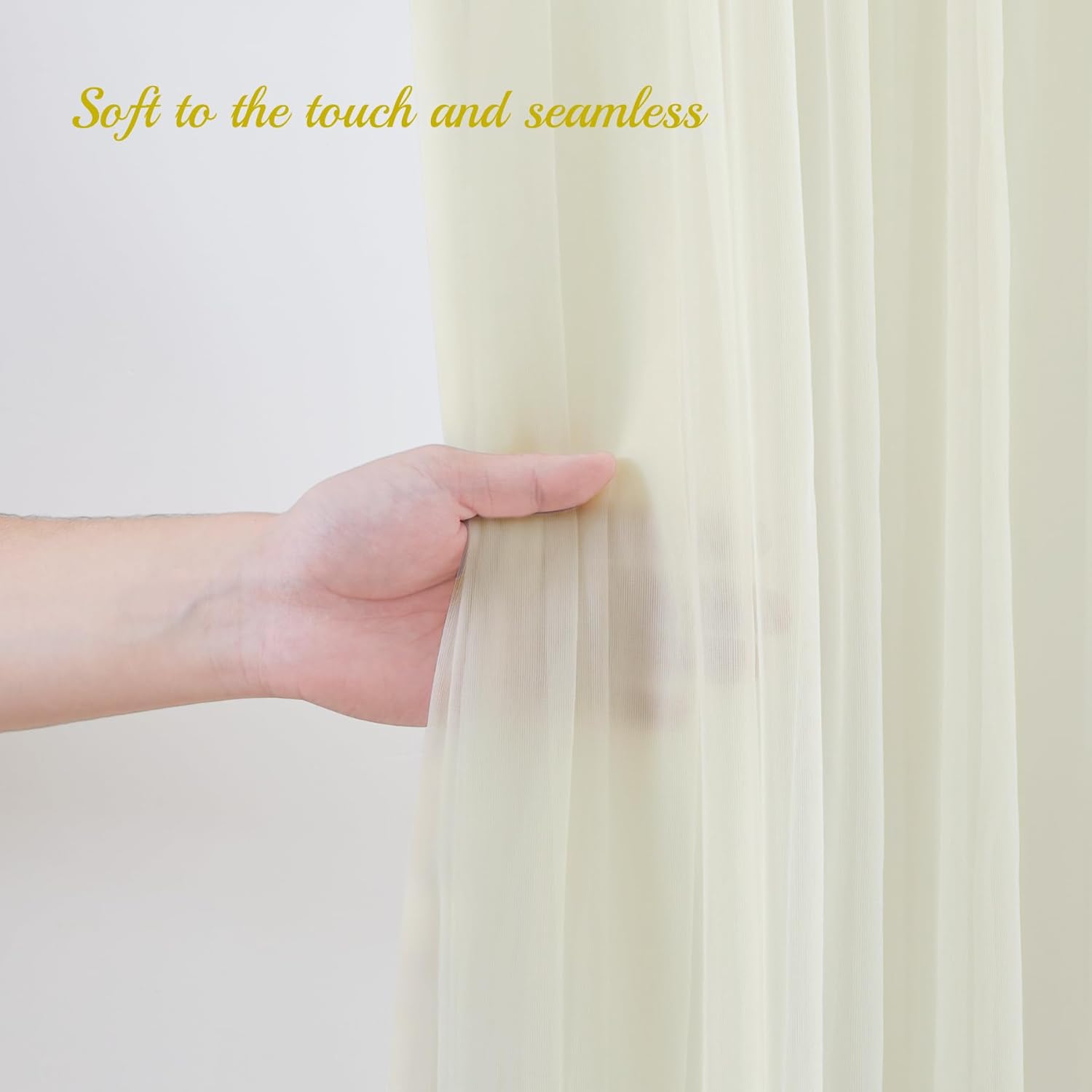 Detalle 2 de Ivory Tulle Backdrop Curtain with Lights — 20x10ft for Weddings, Parties & Photo Shoots