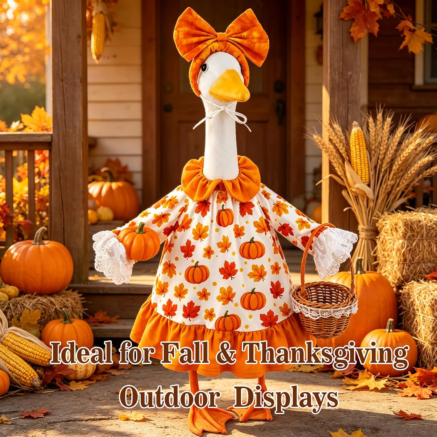 Thumbnail 1 de GDICVNQ MTE02 Autumn Maple Leaf Goose Outfit, Orange Dress and Headband