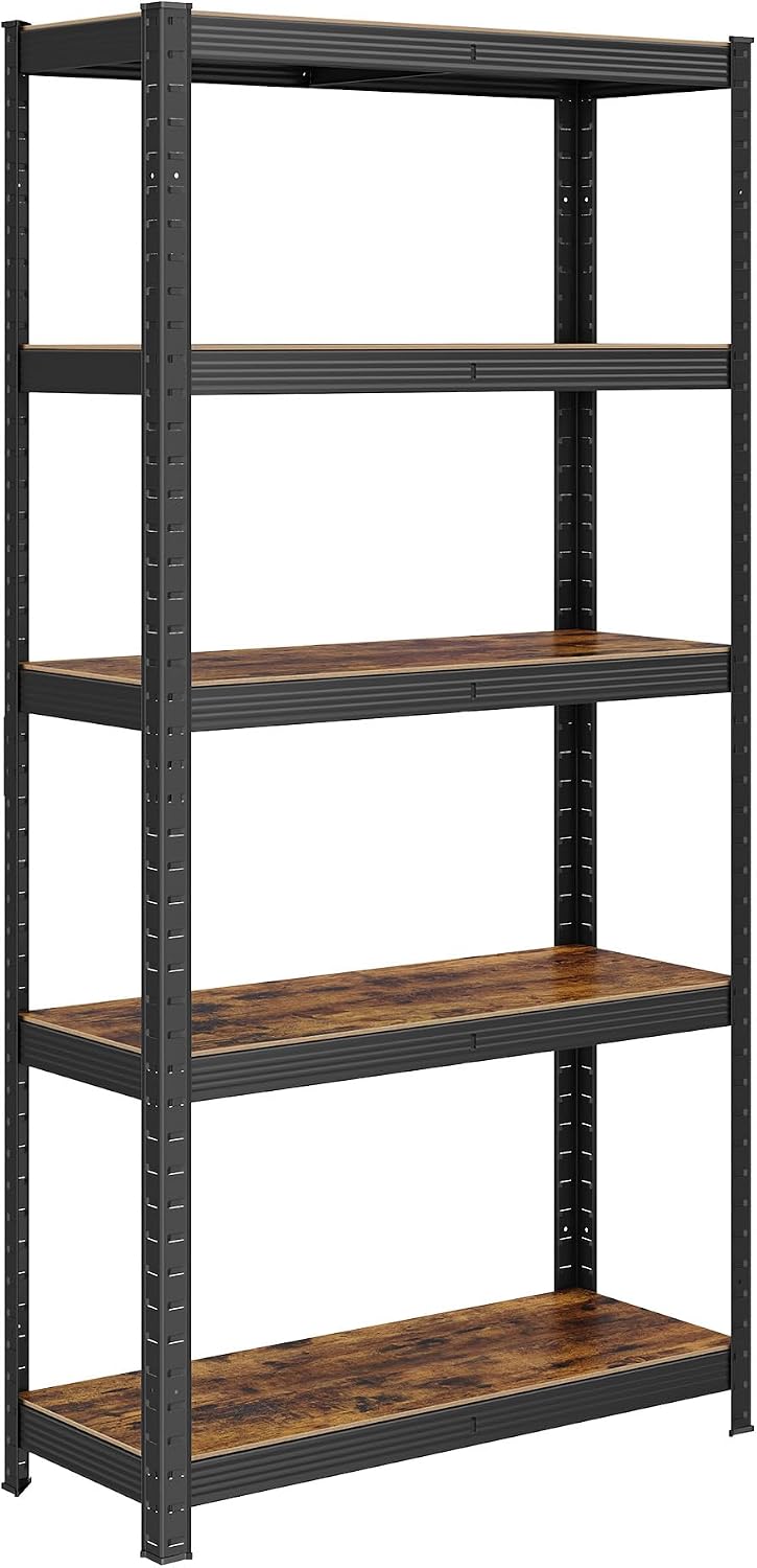 SONGMICS COZORY GLR030B01 – regał stalowy, 5 regulowanych półek, 30 × 75 × 150 cm