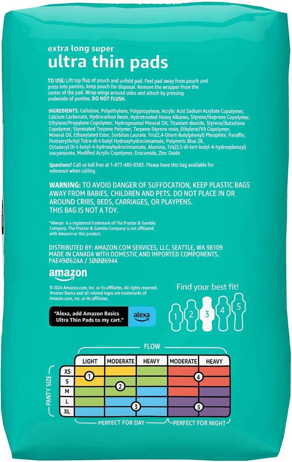 Thumbnail 1 de Amazon Basics Ultra-Thin Maxi Pads Size 3, 28ct 🩸