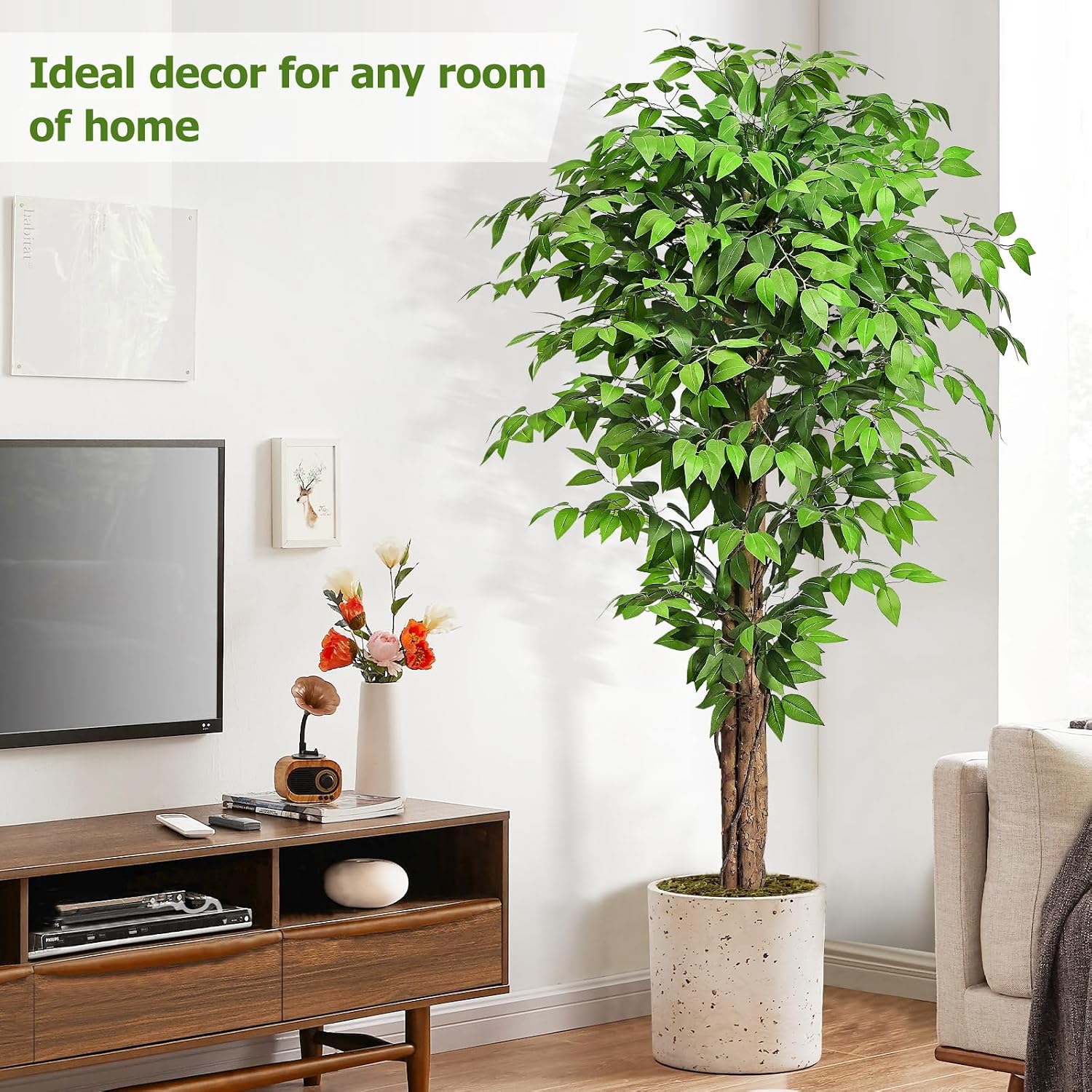 Detalle 1 de Keeplush RSCZ3-180 Artificial Ficus Tree, 74-Inch with Curved Trunks