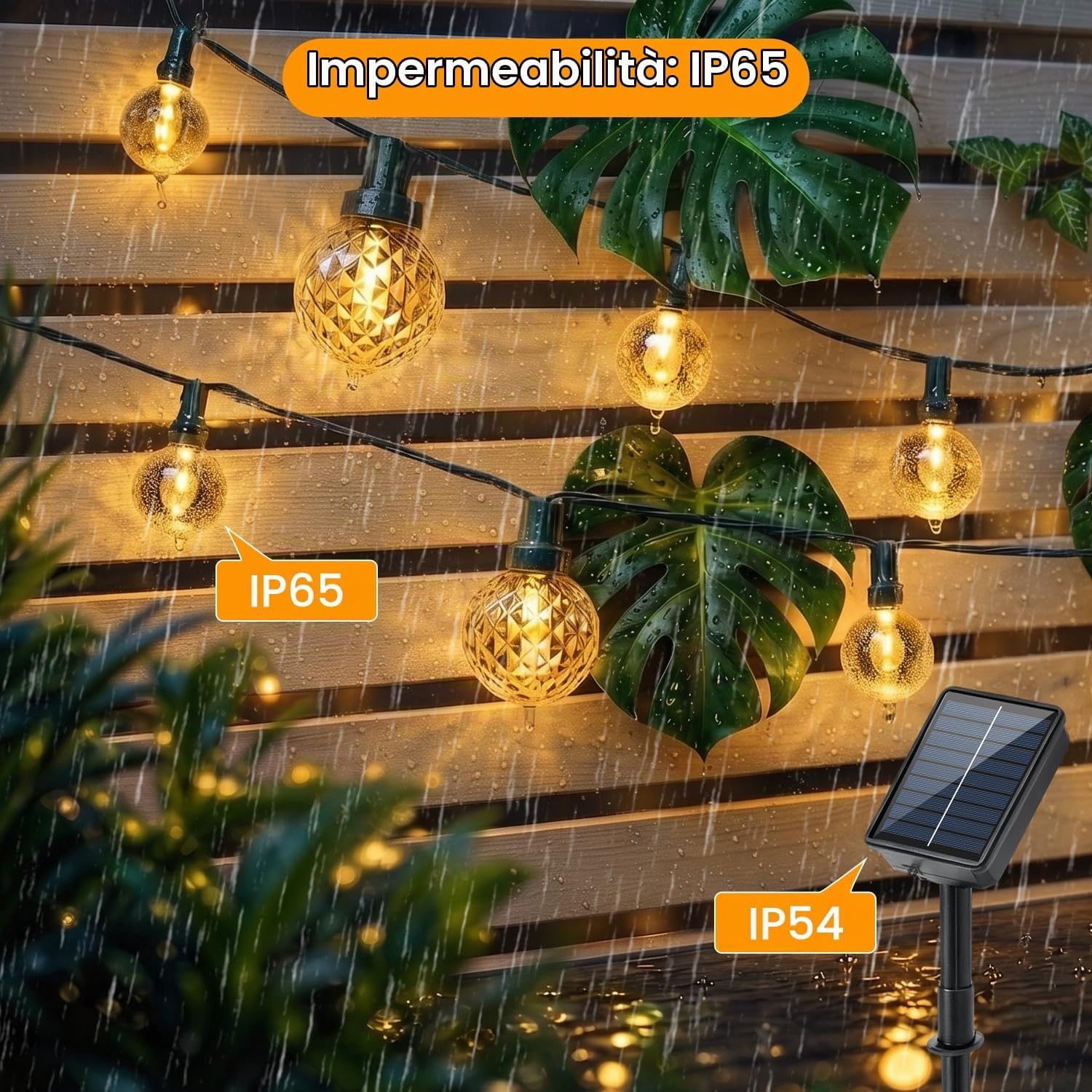 Thumbnail 1 de FIFlying Catena Luminosa Solare da Esterno 64 LED 11,6 m – Luce Bianca Calda IP65, 8 Modalità, Timer e Memoria