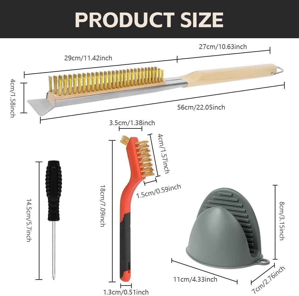 Thumbnail 1 de OFFCUP Pizza Oven Brush (56cm) with Copper Brush, Scraper and Small Brush
