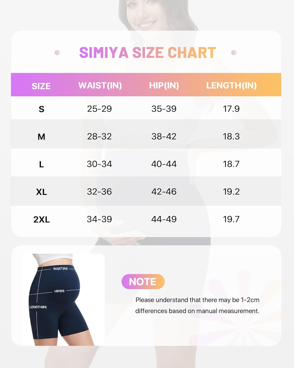 Thumbnail 5 de SIMIYA Maternity Shorts Over Bump: Adjustable, Anti-Chafe High-Waisted Yoga Shorts