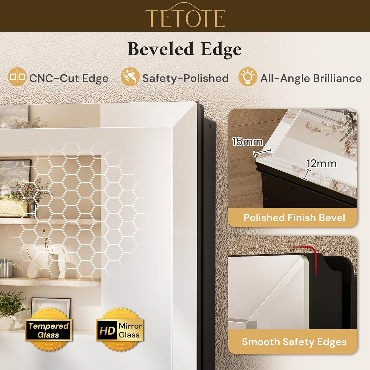 Thumbnail 5 de TETOTE 24 x 32 Medicine Cabinet with Mirror (Recessed or Surface-M mounted) in Black