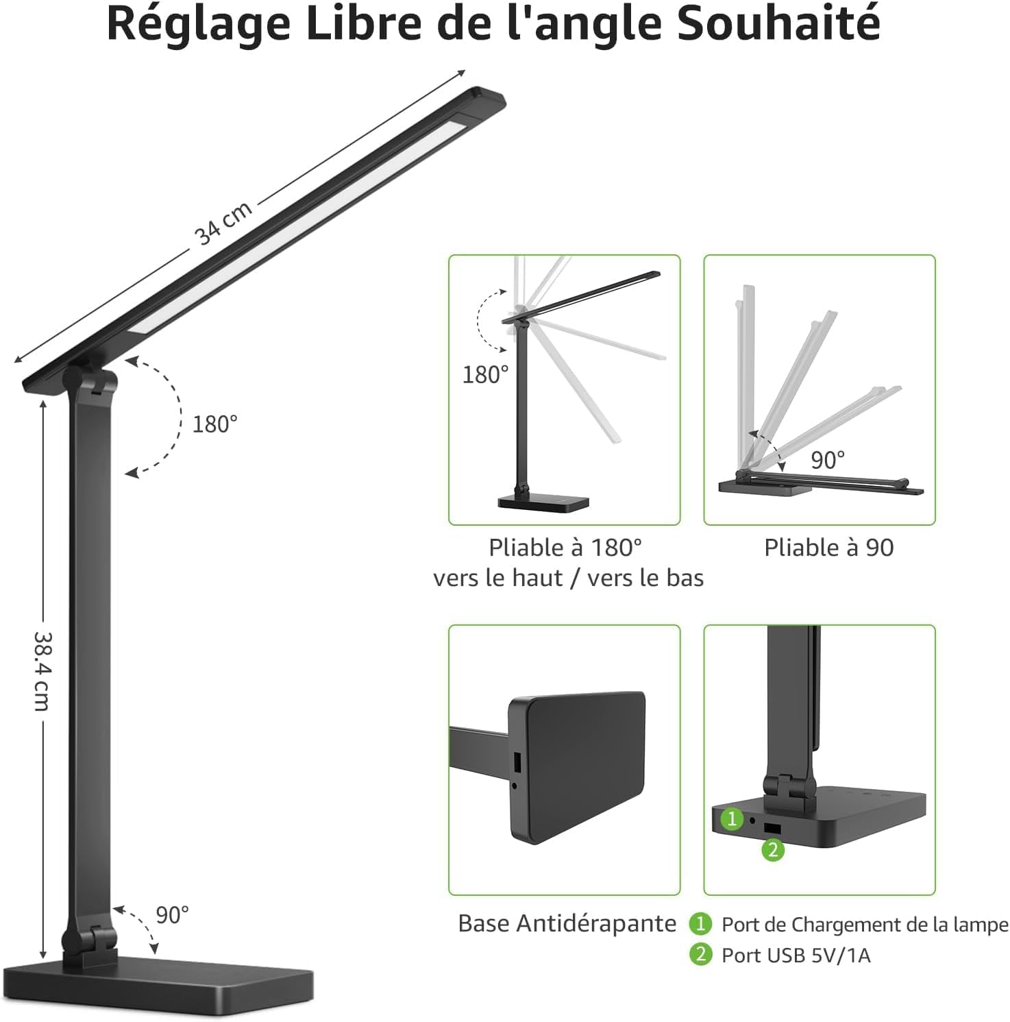 Thumbnail 5 de Lepro Lampe de Bureau 15 W, 655 lm, 3 modes