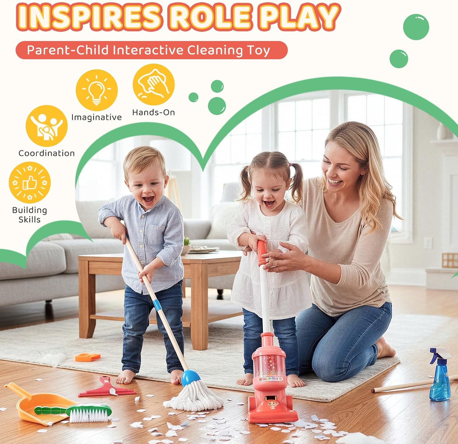 Thumbnail 3 de Meland Kids Cleaning Set (8-Piece) Toddler Broom and Toy Vacuum for Pretend Play