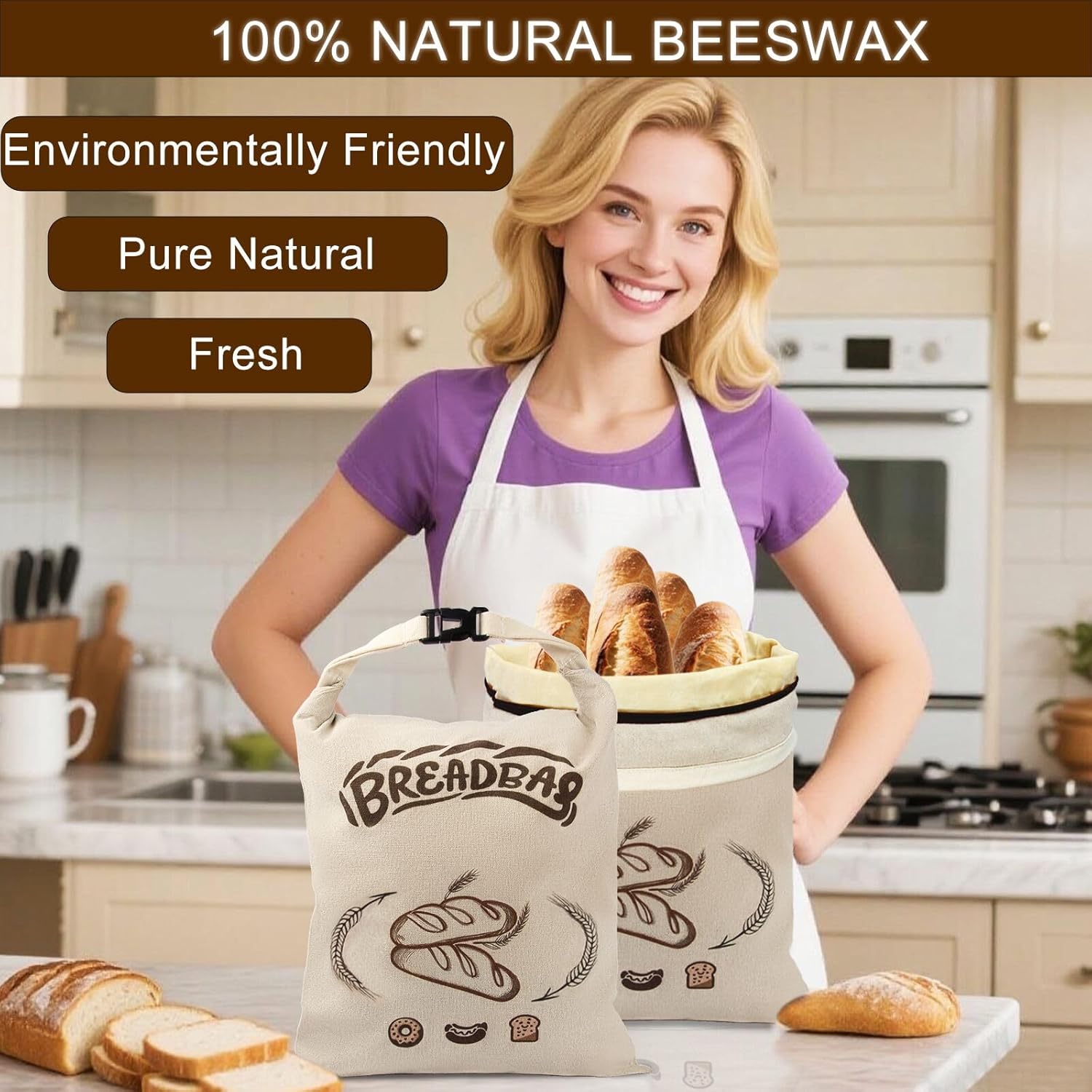Thumbnail 3 de FLYAMAPIRIT Bienenwachs Brotbeutel für Sauerteig – Großer, wiederverwendbarer 2er Pack