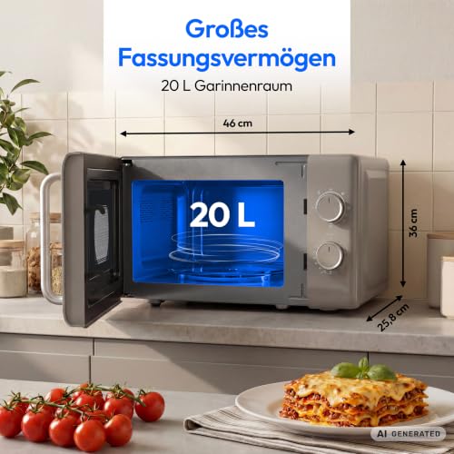 Detalle de MEDION Retro Mikrowelle mit Grill – 20 Liter klein & kompakt, sandbeige